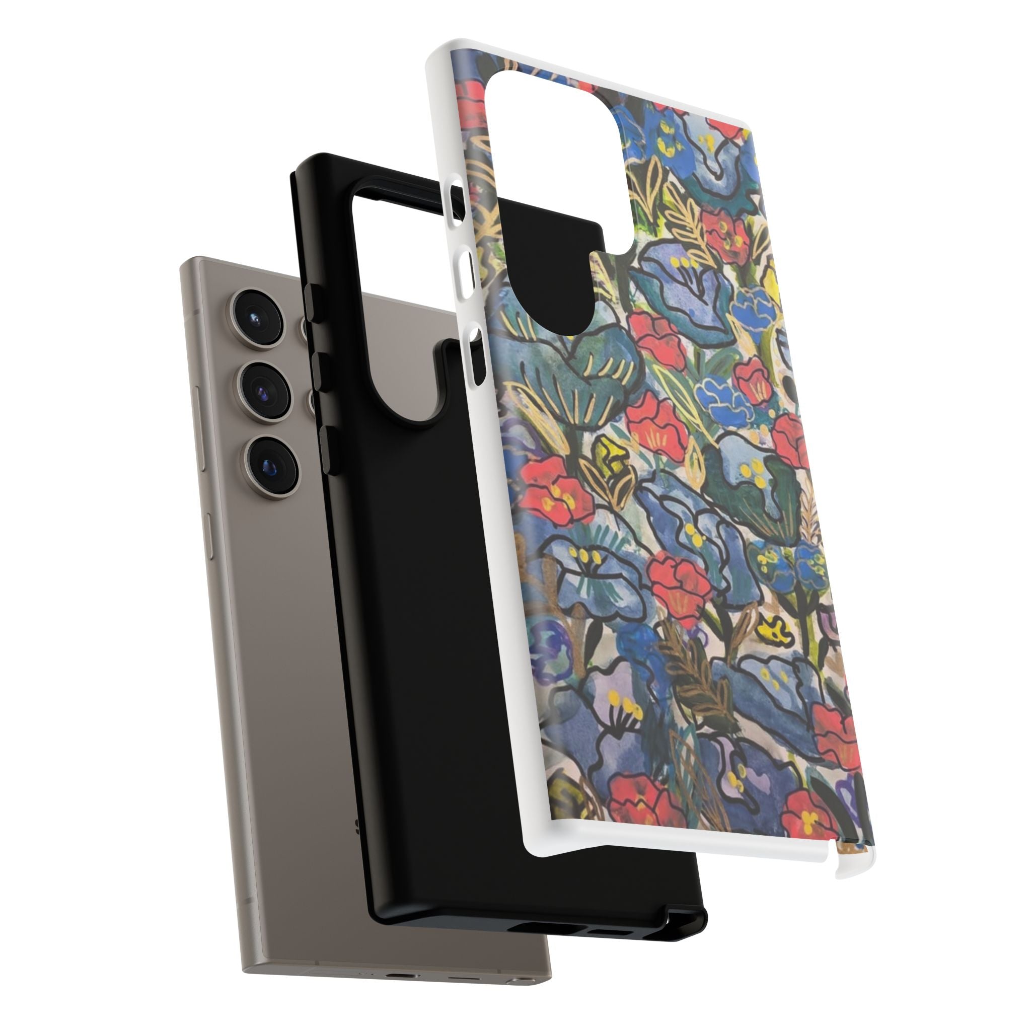 Floral Mosaic Tough Phone Case — Colorful Wildflower Protective iPhone Cover