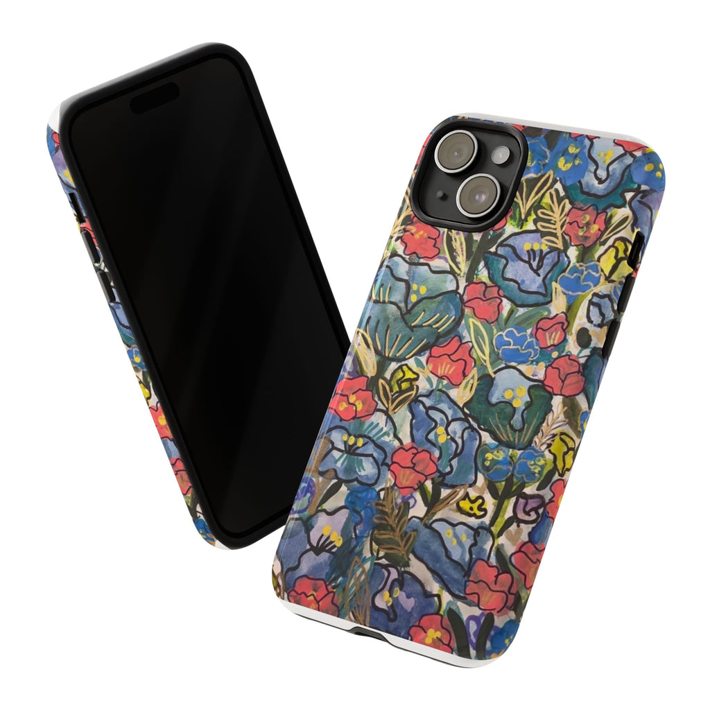 Floral Mosaic Tough Phone Case — Colorful Wildflower Protective iPhone Cover