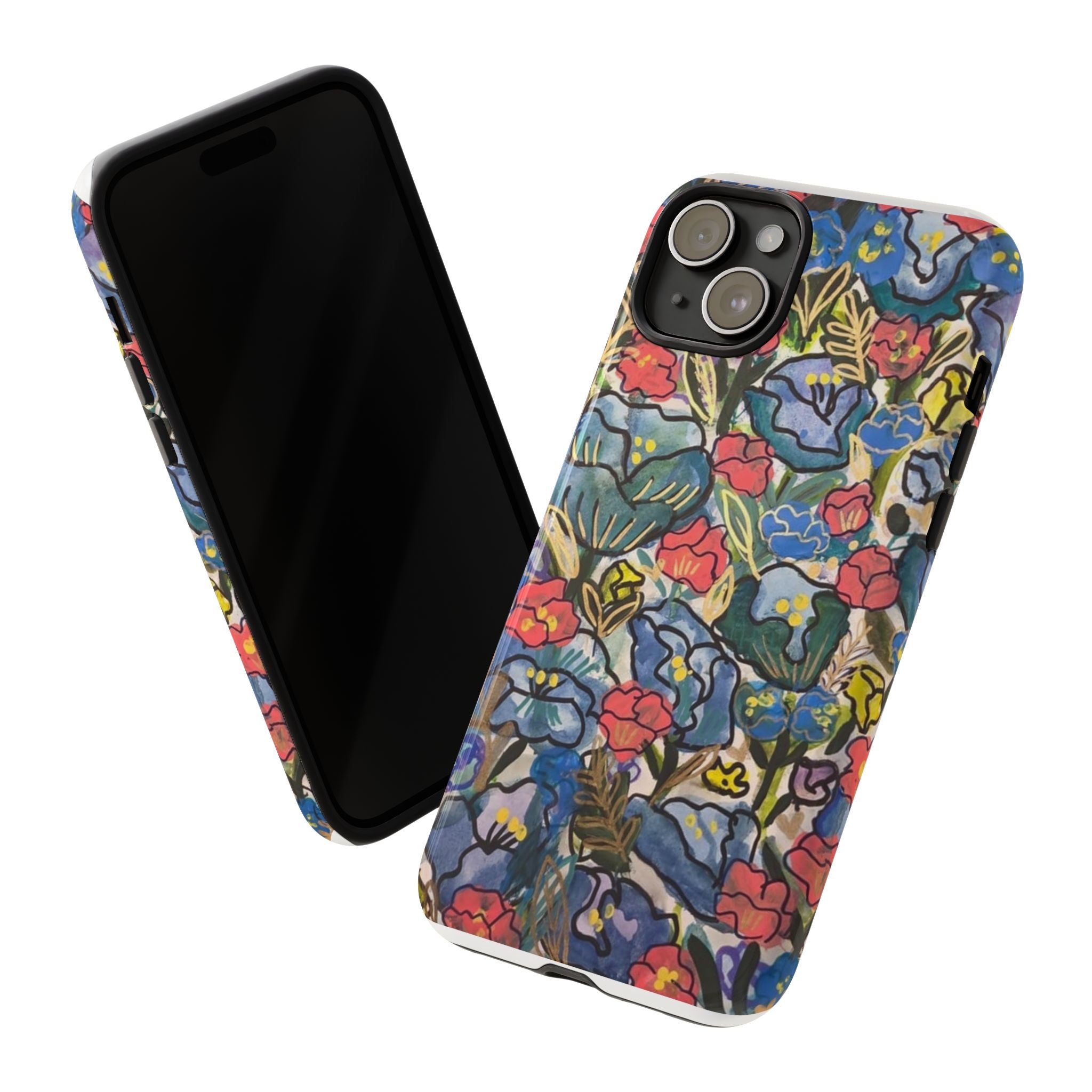 Floral Mosaic Tough Phone Case — Colorful Wildflower Protective iPhone Cover