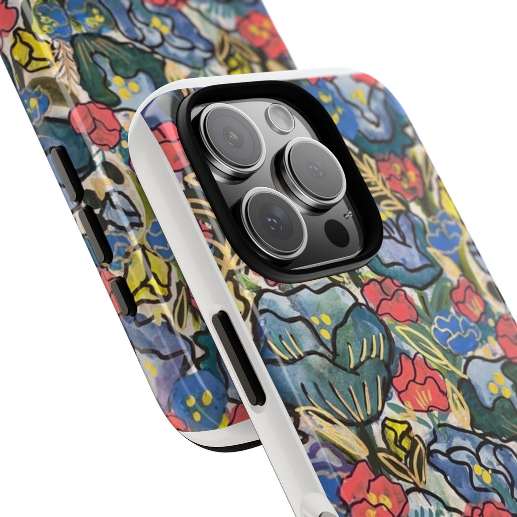 Floral Mosaic Tough Phone Case — Colorful Wildflower Protective iPhone Cover