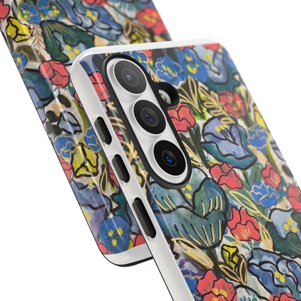 Floral Mosaic Tough Phone Case — Colorful Wildflower Protective iPhone Cover