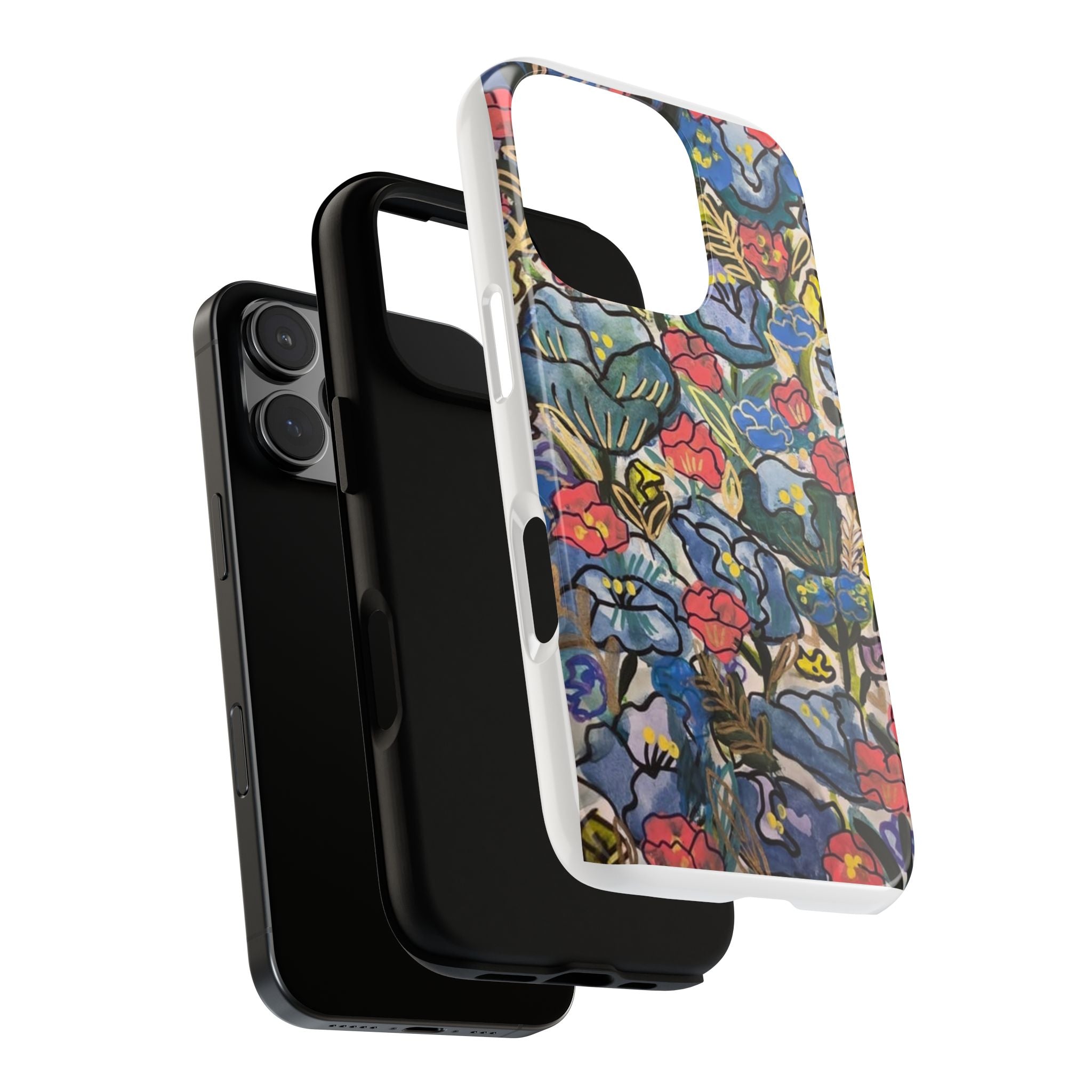 Floral Mosaic Tough Phone Case — Colorful Wildflower Protective iPhone Cover