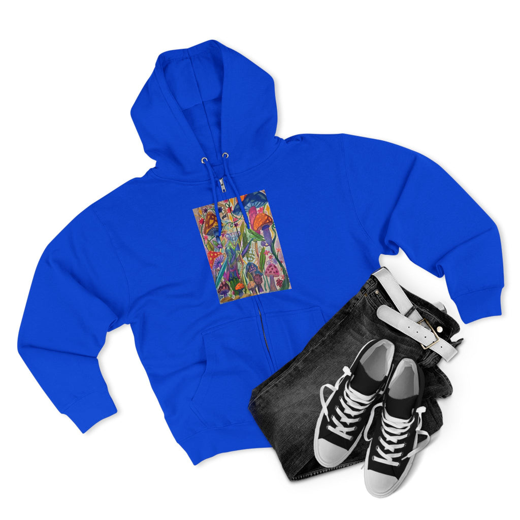 Abstract Floral Art Zip Hoodie — Colorful Garden Painting Print