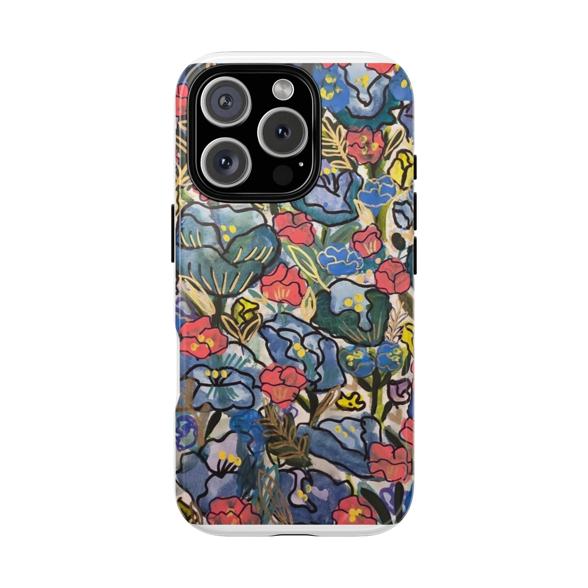 Floral Mosaic Tough Phone Case — Colorful Wildflower Protective iPhone Cover
