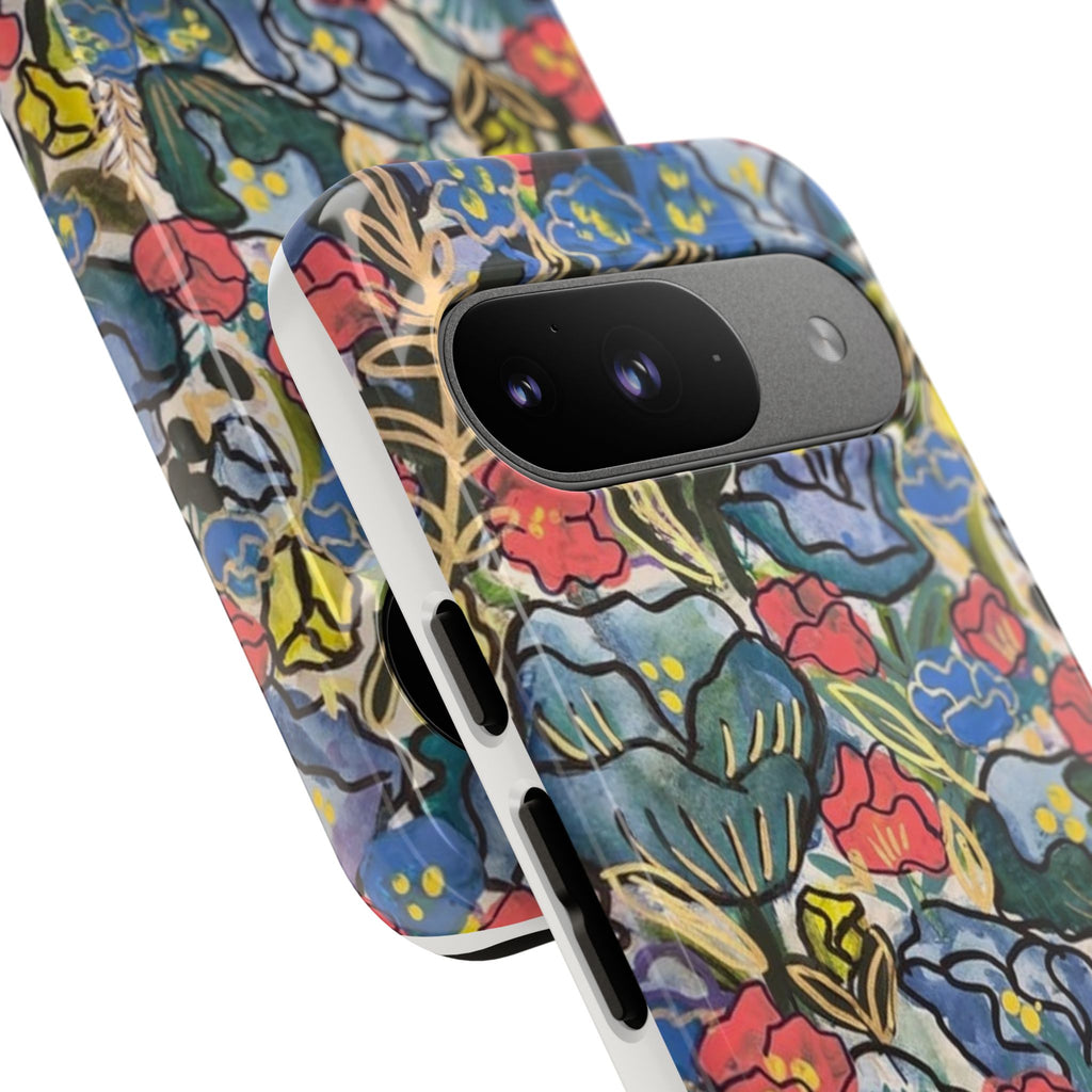 Floral Mosaic Tough Phone Case — Colorful Wildflower Protective iPhone Cover