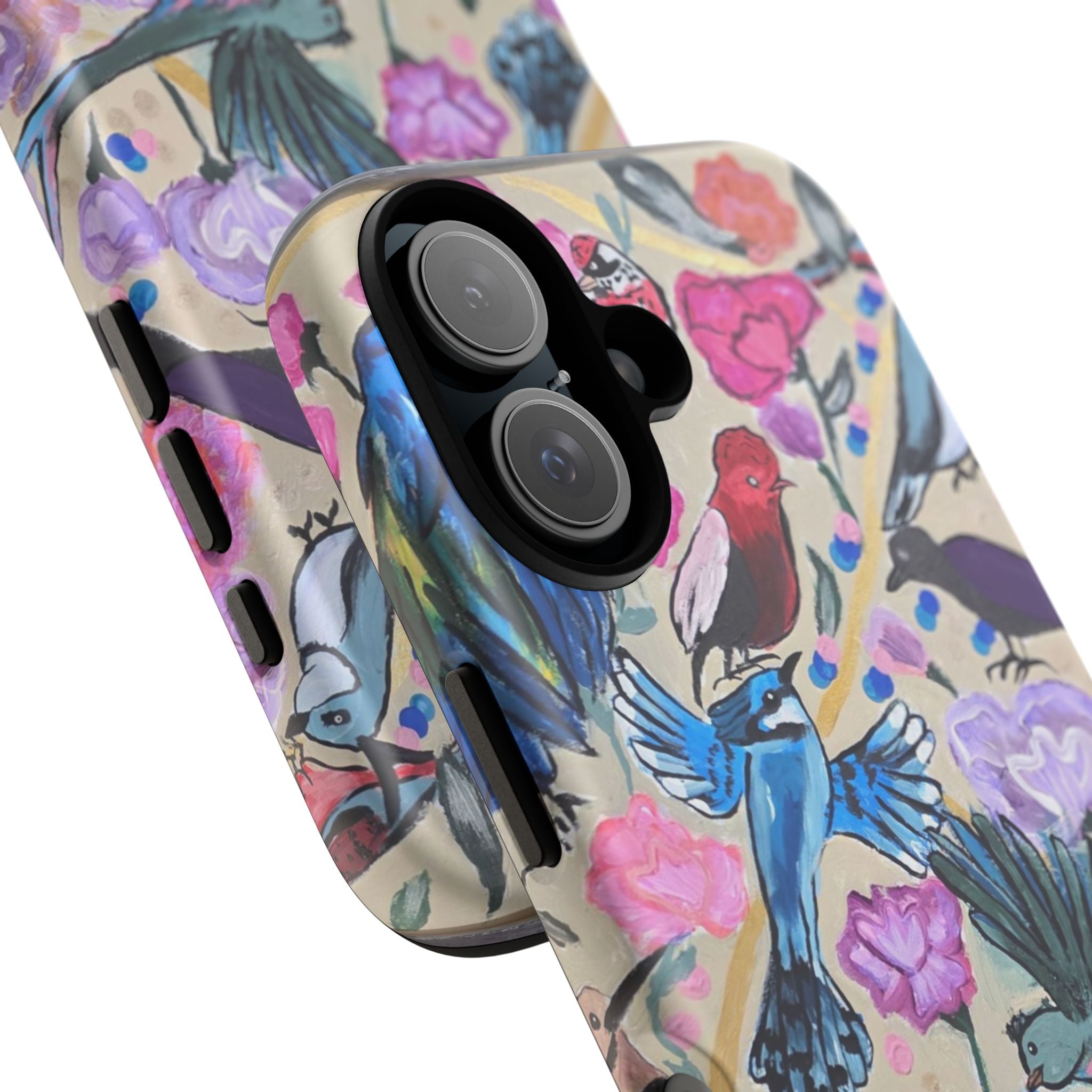 Floral Songbird Phone Case — Colorful Watercolor Birds & Flowers Protective iPhone Cover