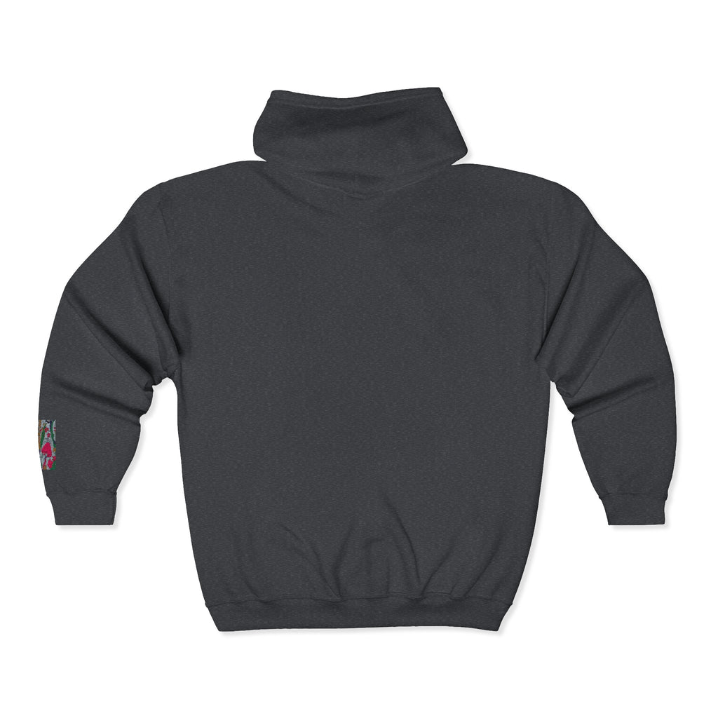 Zip Hoodie with Geometric Mandala Pocket Design