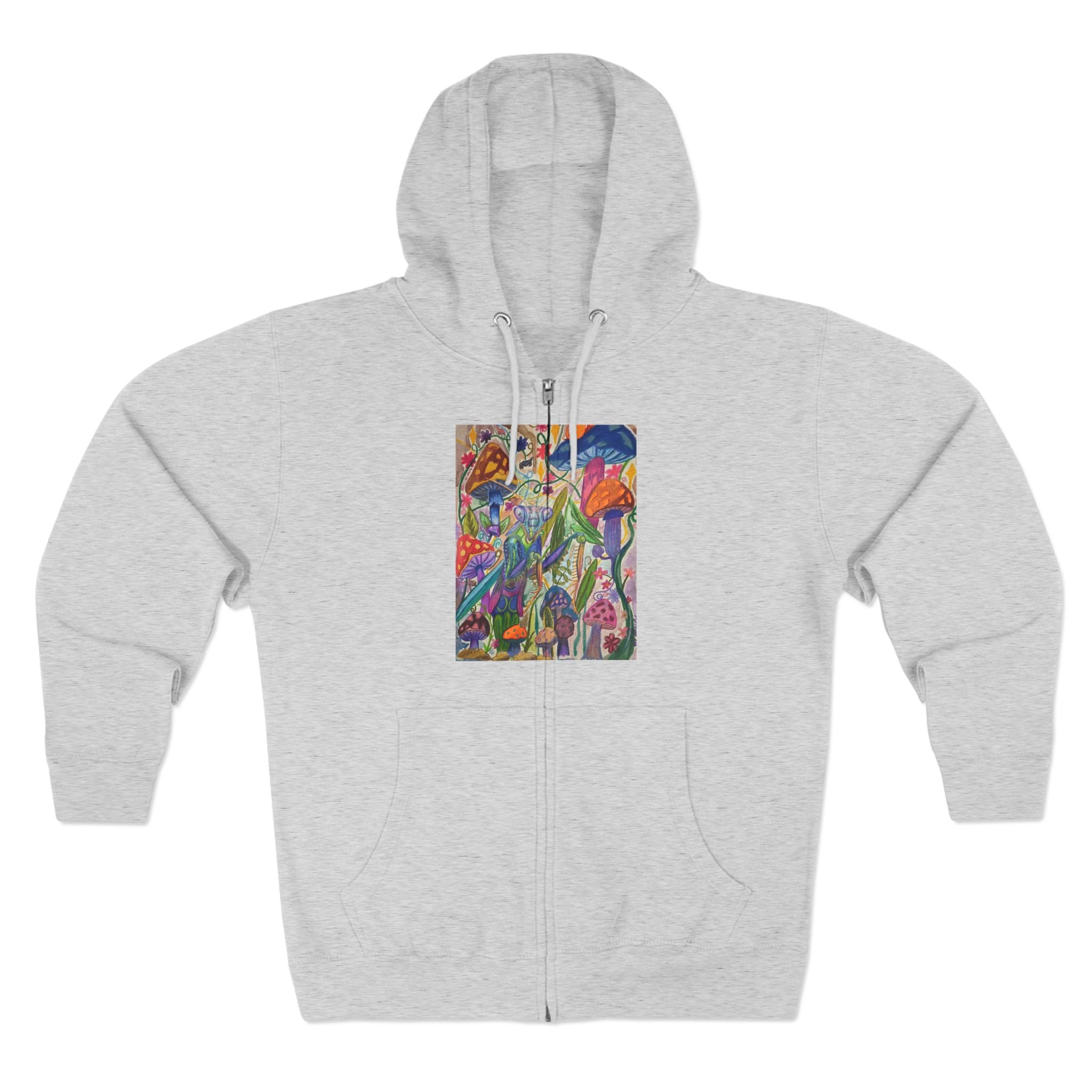 Abstract Floral Art Zip Hoodie — Colorful Garden Painting Print