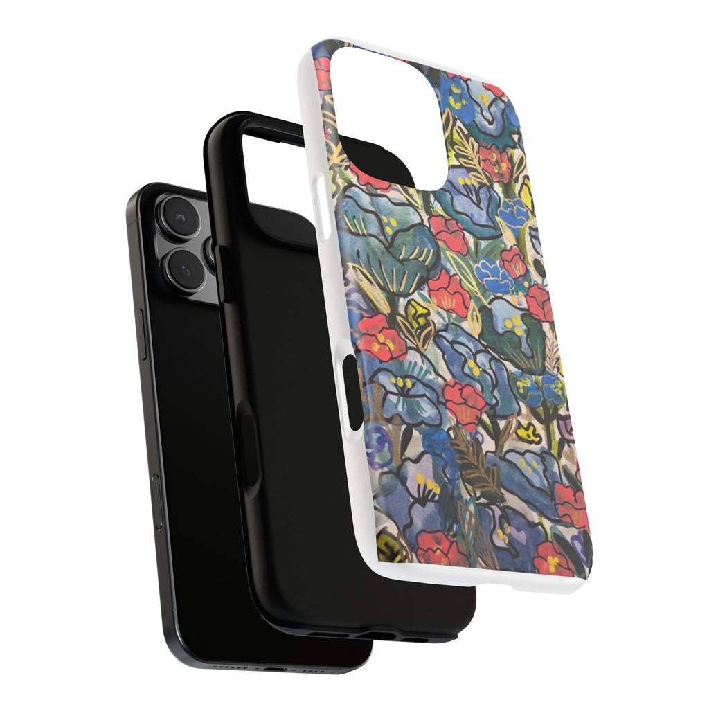 Floral Mosaic Tough Phone Case — Colorful Wildflower Protective iPhone Cover