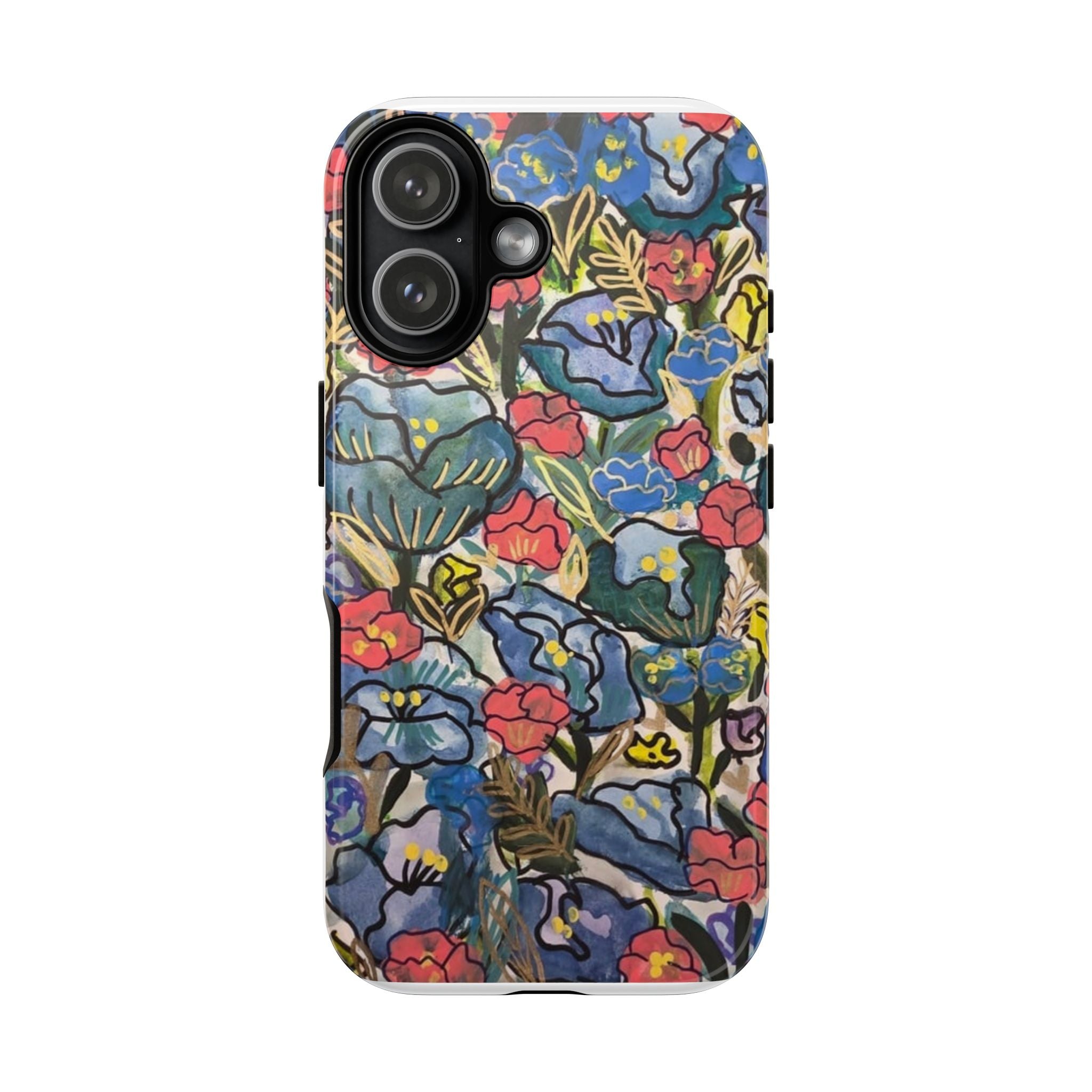 Floral Mosaic Tough Phone Case — Colorful Wildflower Protective iPhone Cover
