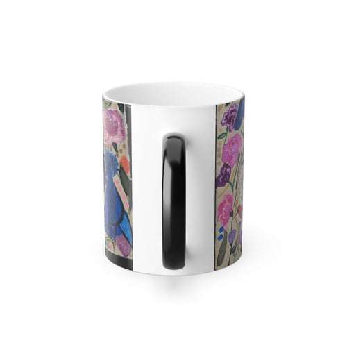 Color-Changing Bird & Floral Mug — 11oz Heat Reveal Coffee Cup
