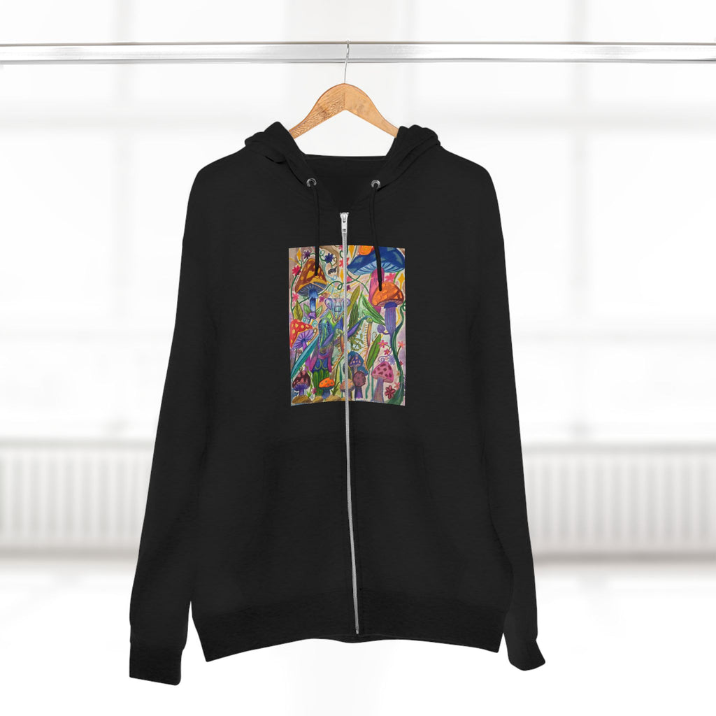 Abstract Floral Art Zip Hoodie — Colorful Garden Painting Print