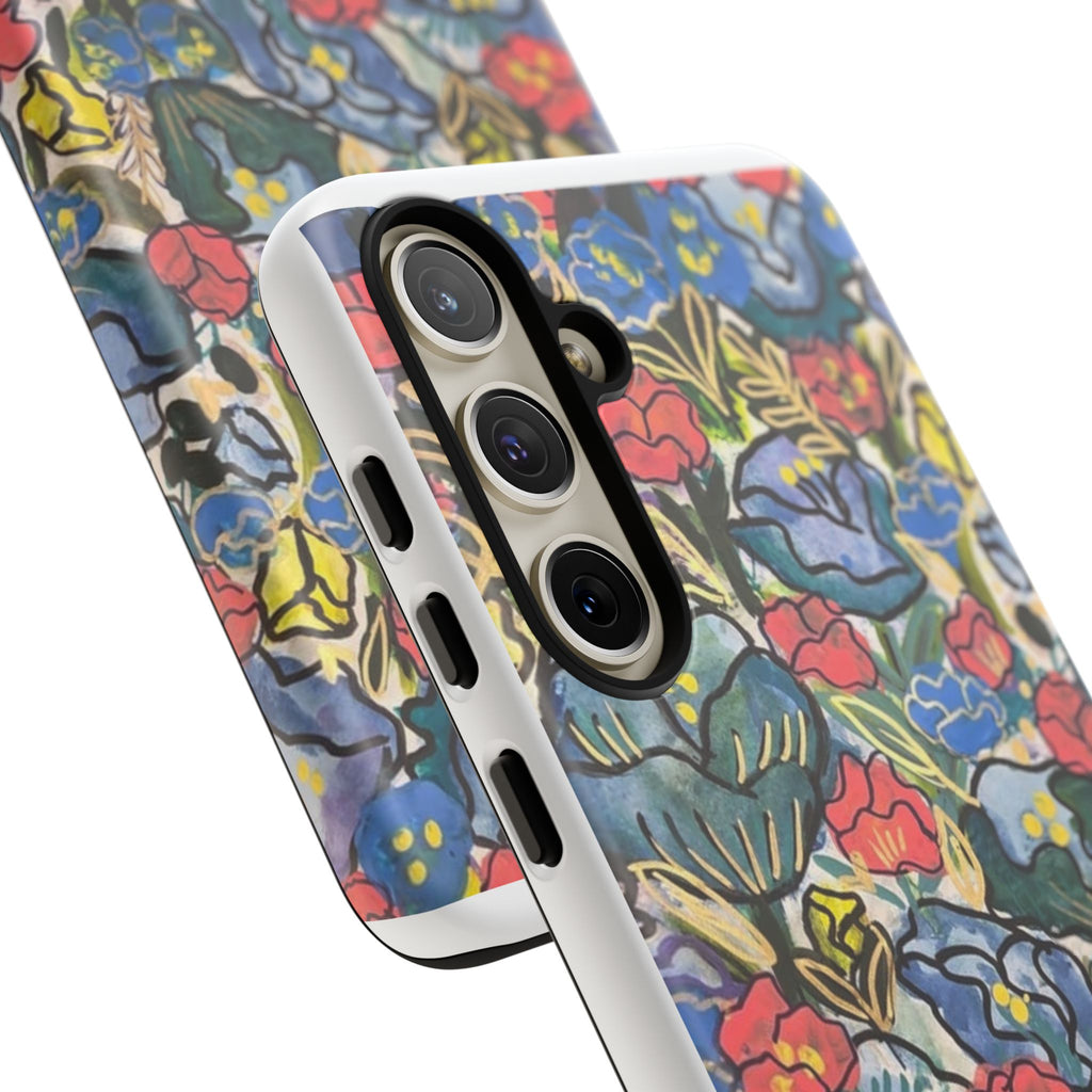 Floral Mosaic Tough Phone Case — Colorful Wildflower Protective iPhone Cover