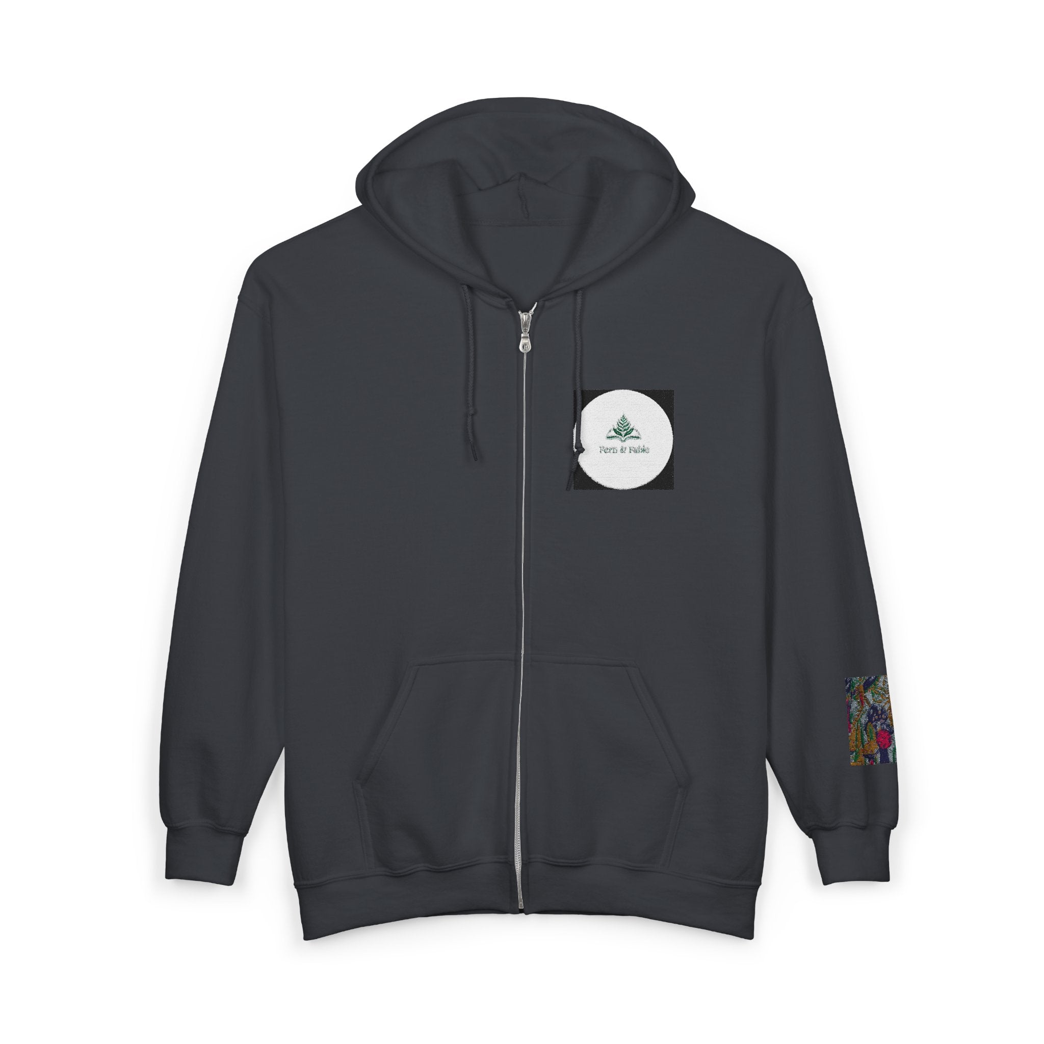Zip Hoodie with Geometric Mandala Pocket Design