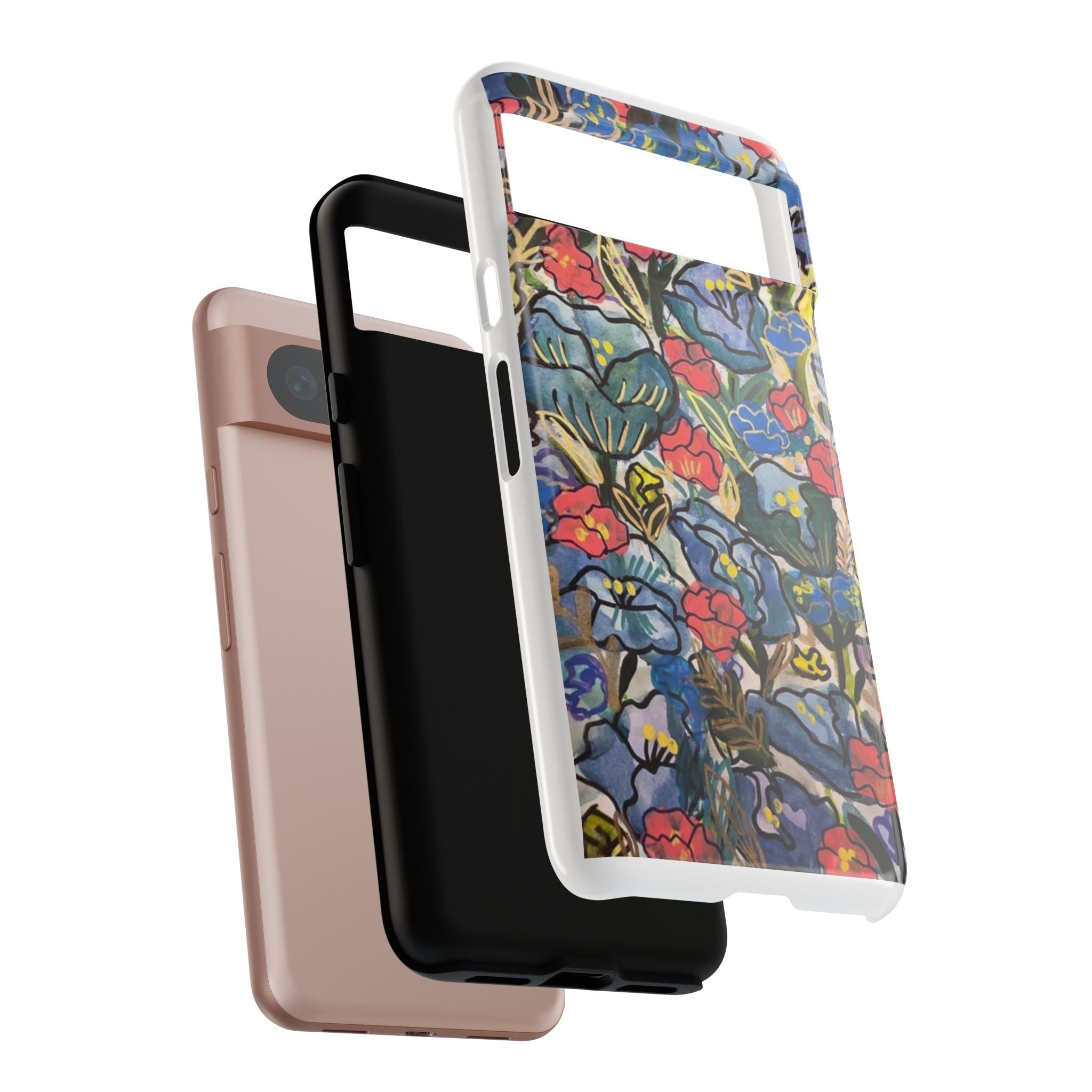 Floral Mosaic Tough Phone Case — Colorful Wildflower Protective iPhone Cover