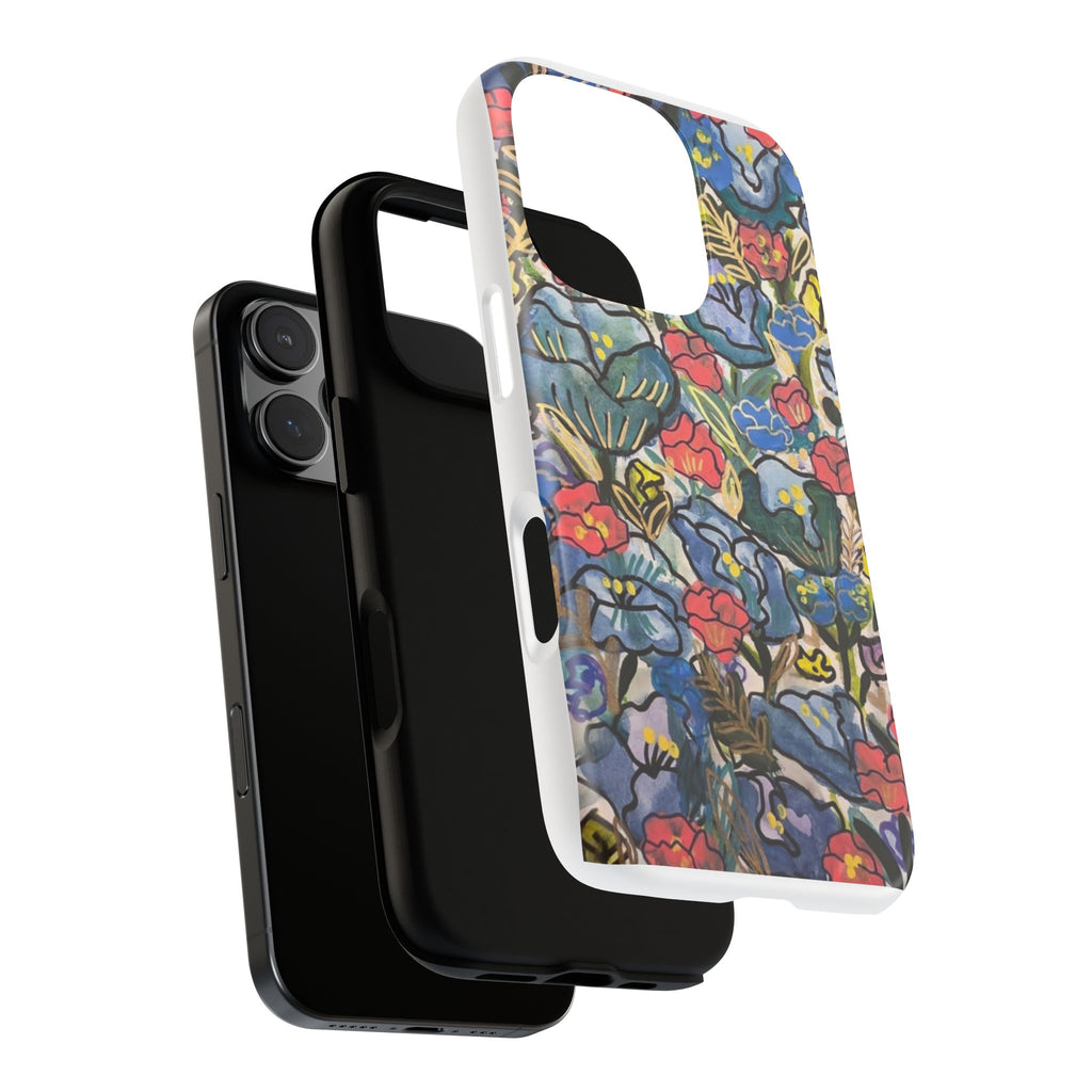 Floral Mosaic Tough Phone Case — Colorful Wildflower Protective iPhone Cover
