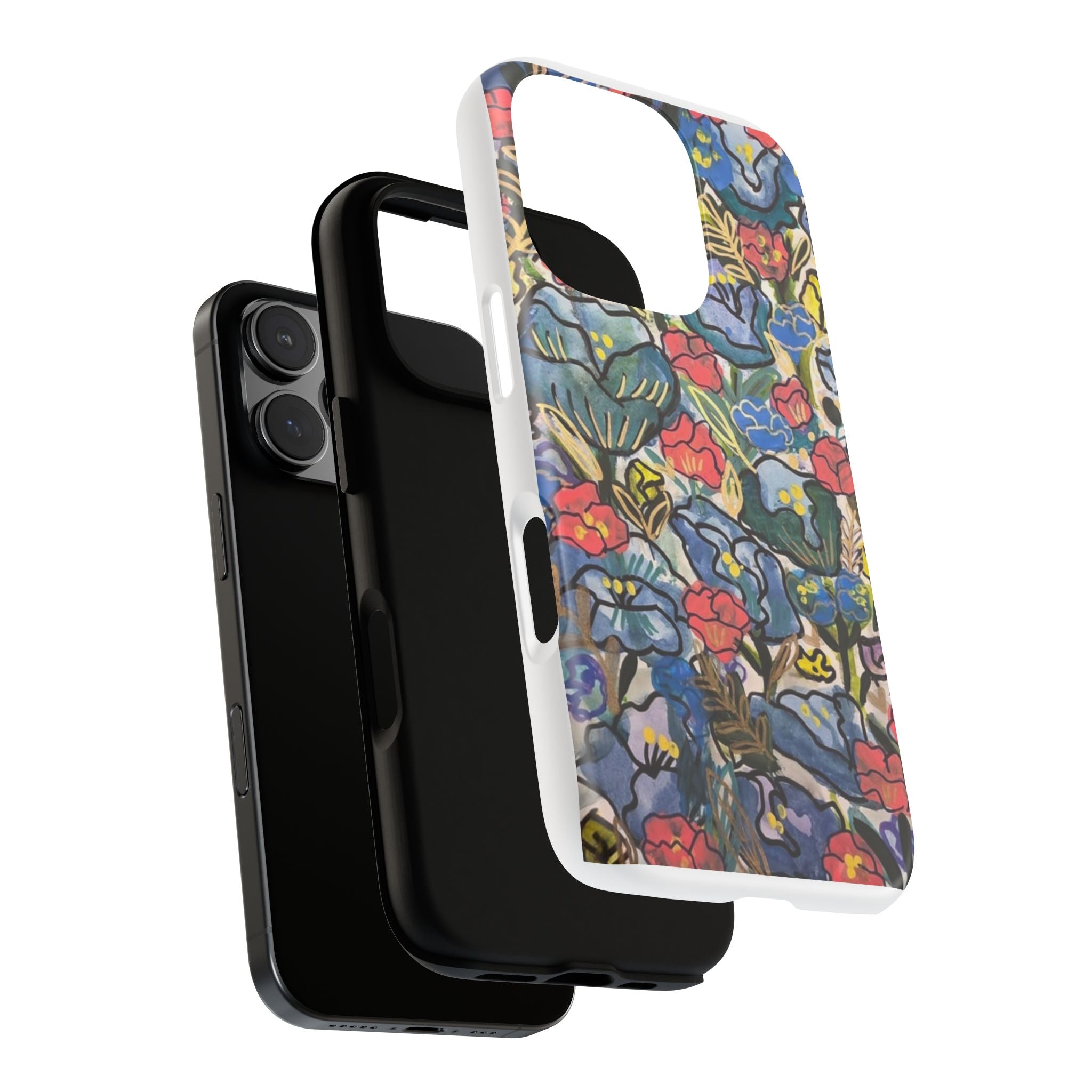Floral Mosaic Tough Phone Case — Colorful Wildflower Protective iPhone Cover
