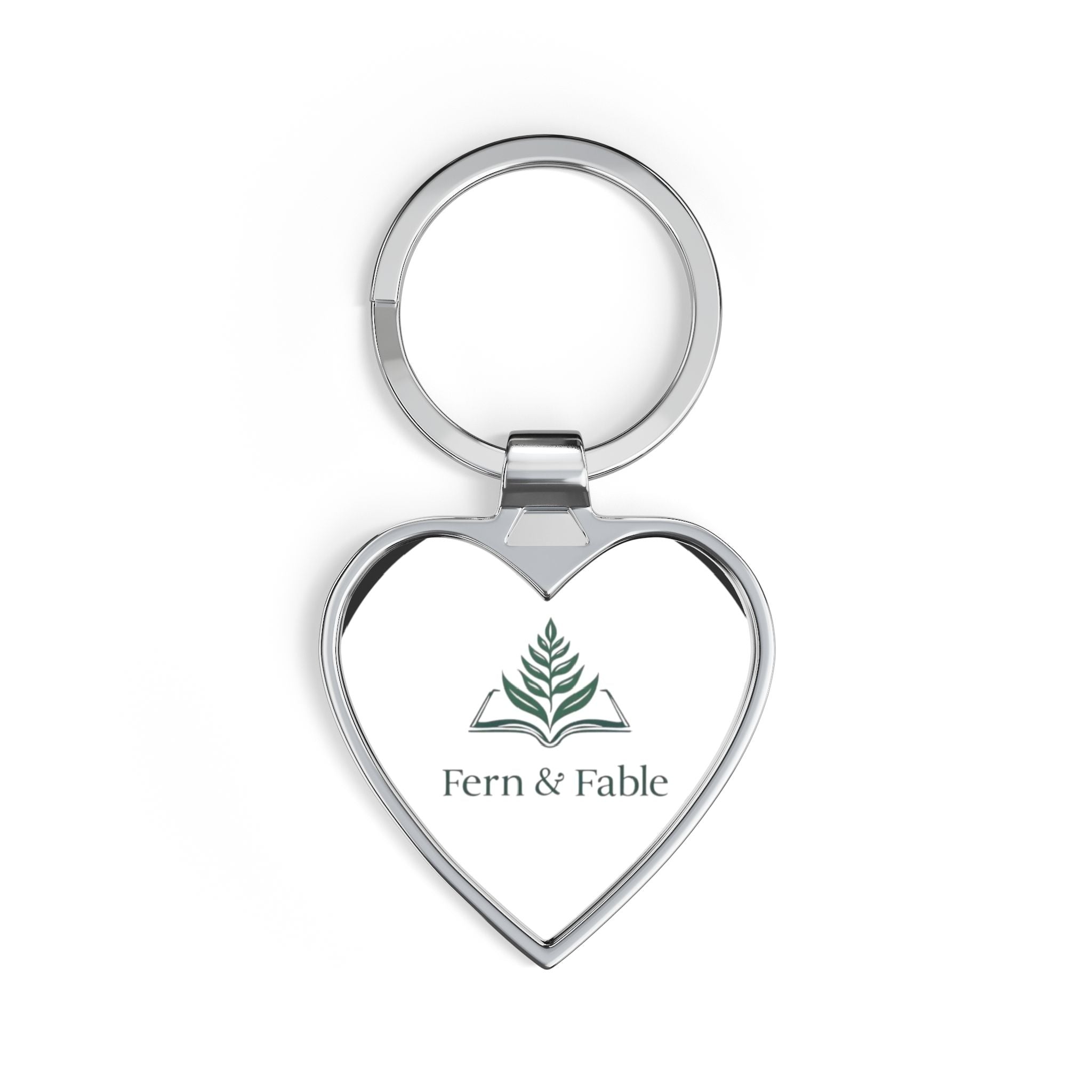Heart Keychain – Fern & Fable Logo Metal Keyring, Botanical Gift for Plant Lovers