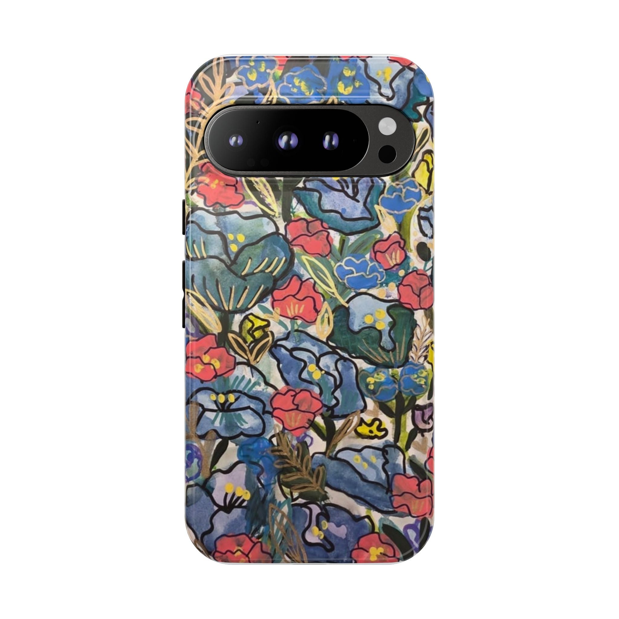 Floral Mosaic Tough Phone Case — Colorful Wildflower Protective iPhone Cover