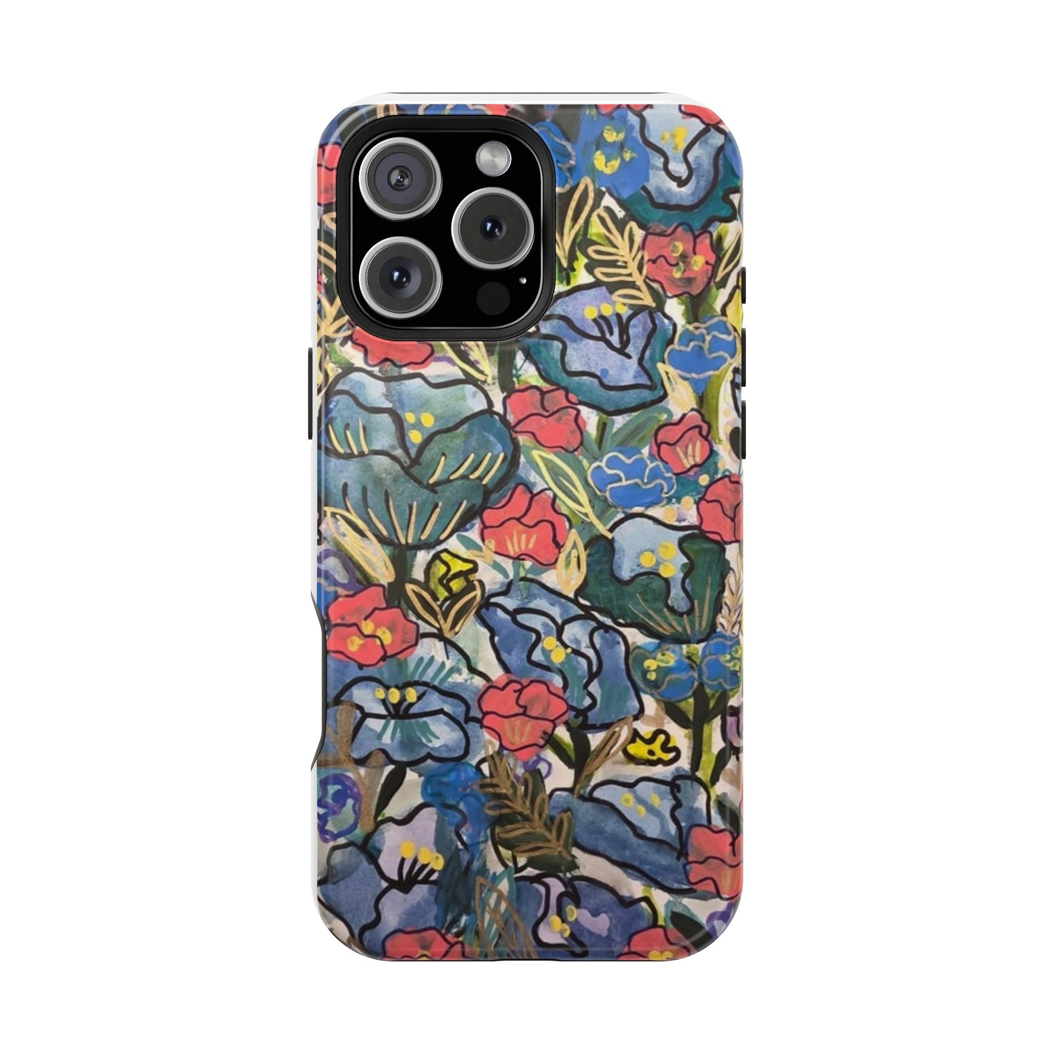 Floral Pattern Impact-Resistant Phone Case – Colorful Vintage Flowers