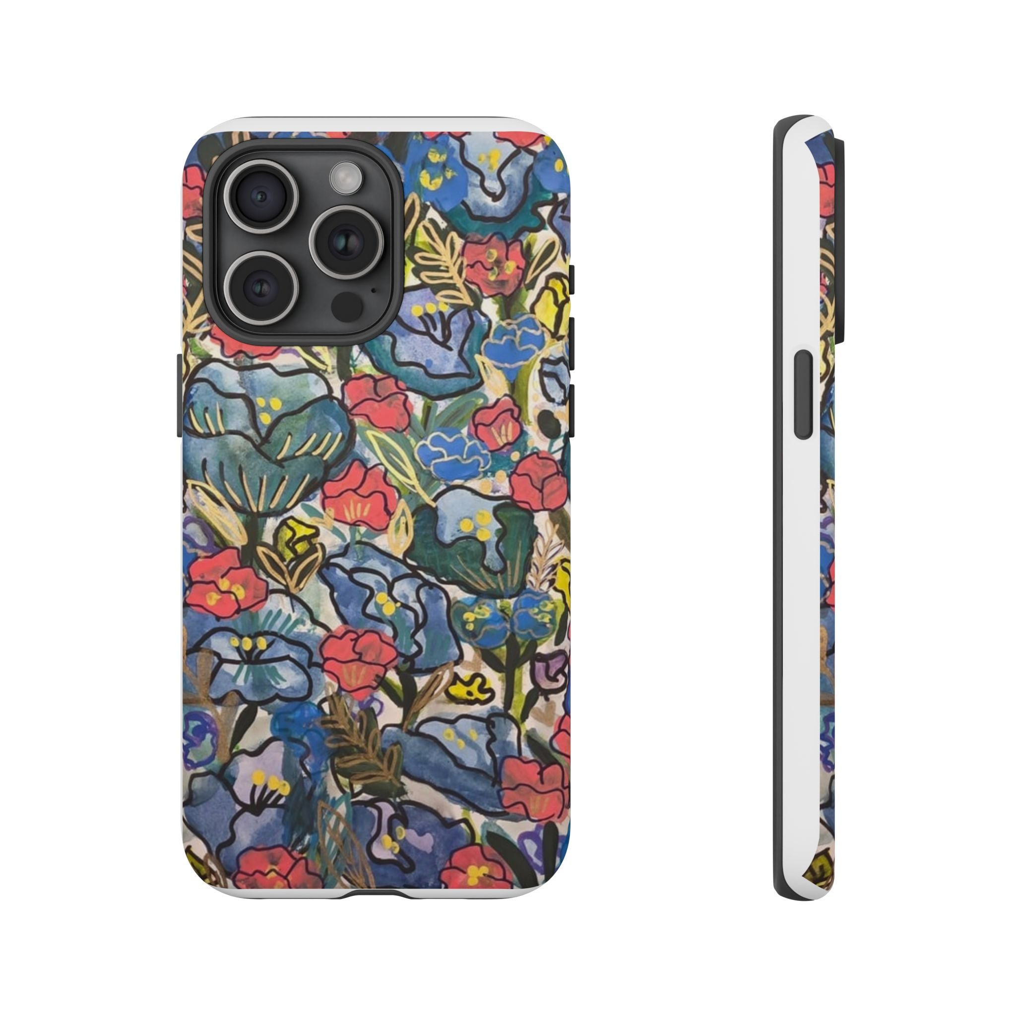 Floral Mosaic Tough Phone Case — Colorful Wildflower Protective iPhone Cover