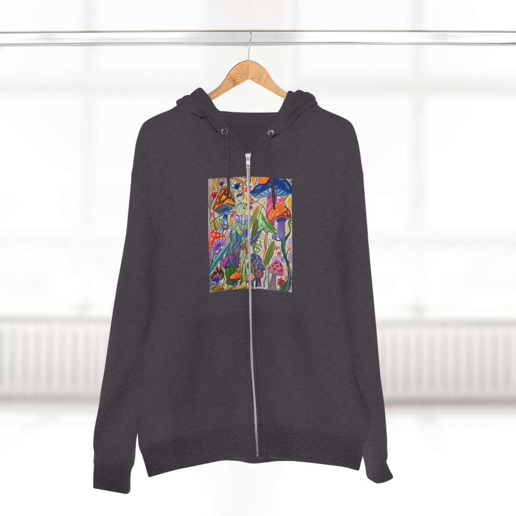 Abstract Floral Art Zip Hoodie — Colorful Garden Painting Print