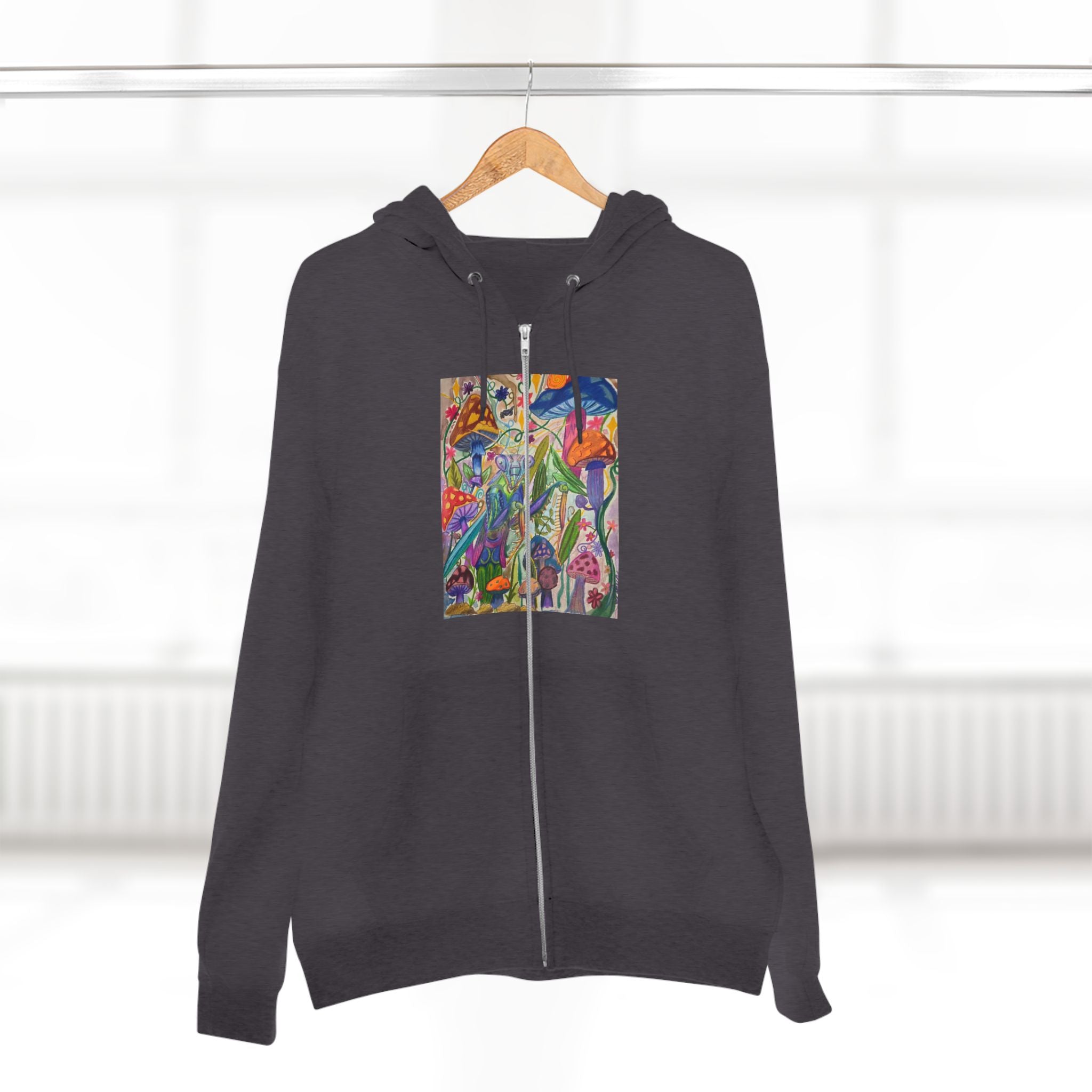 Abstract Floral Art Zip Hoodie — Colorful Garden Painting Print