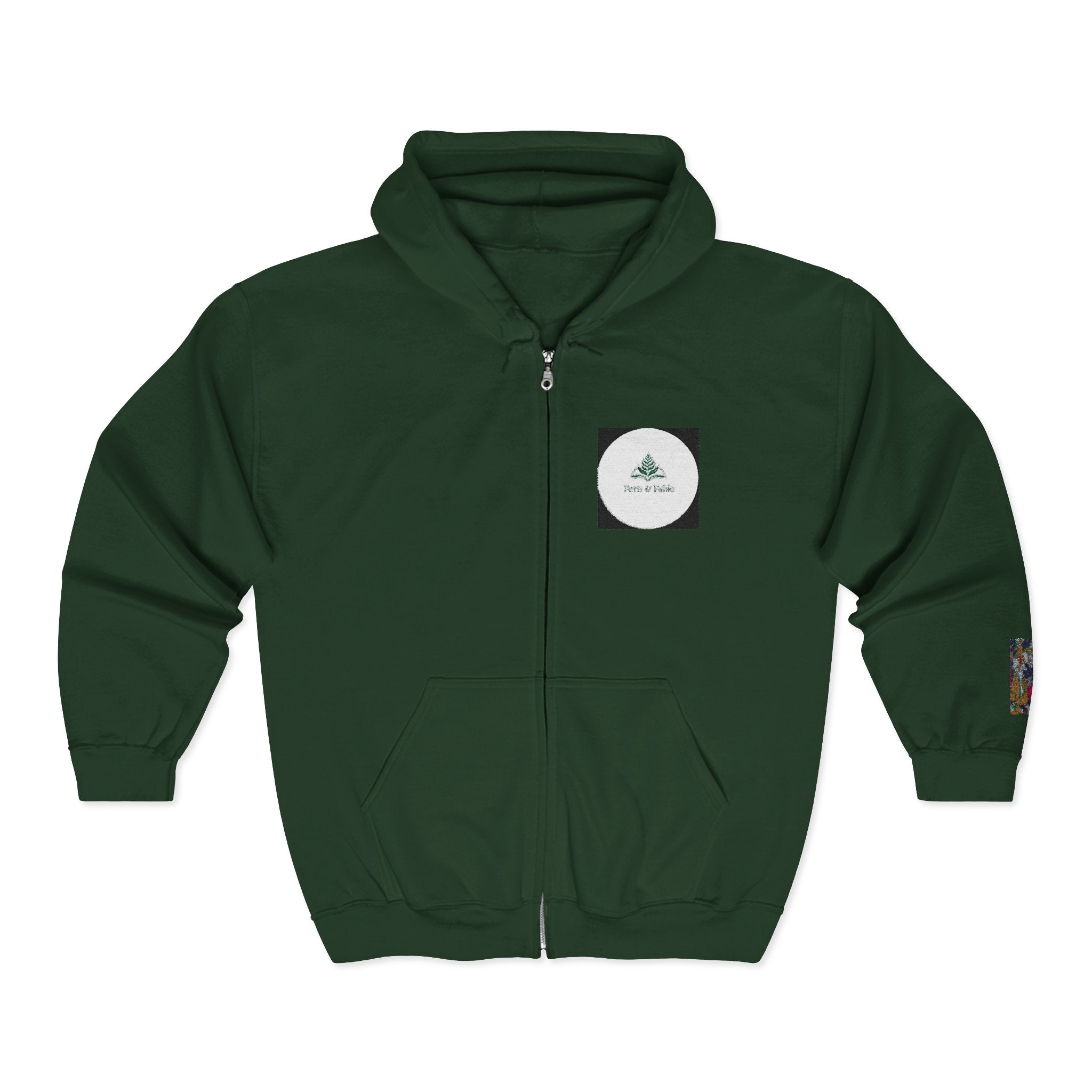 Zip Hoodie with Geometric Mandala Pocket Design