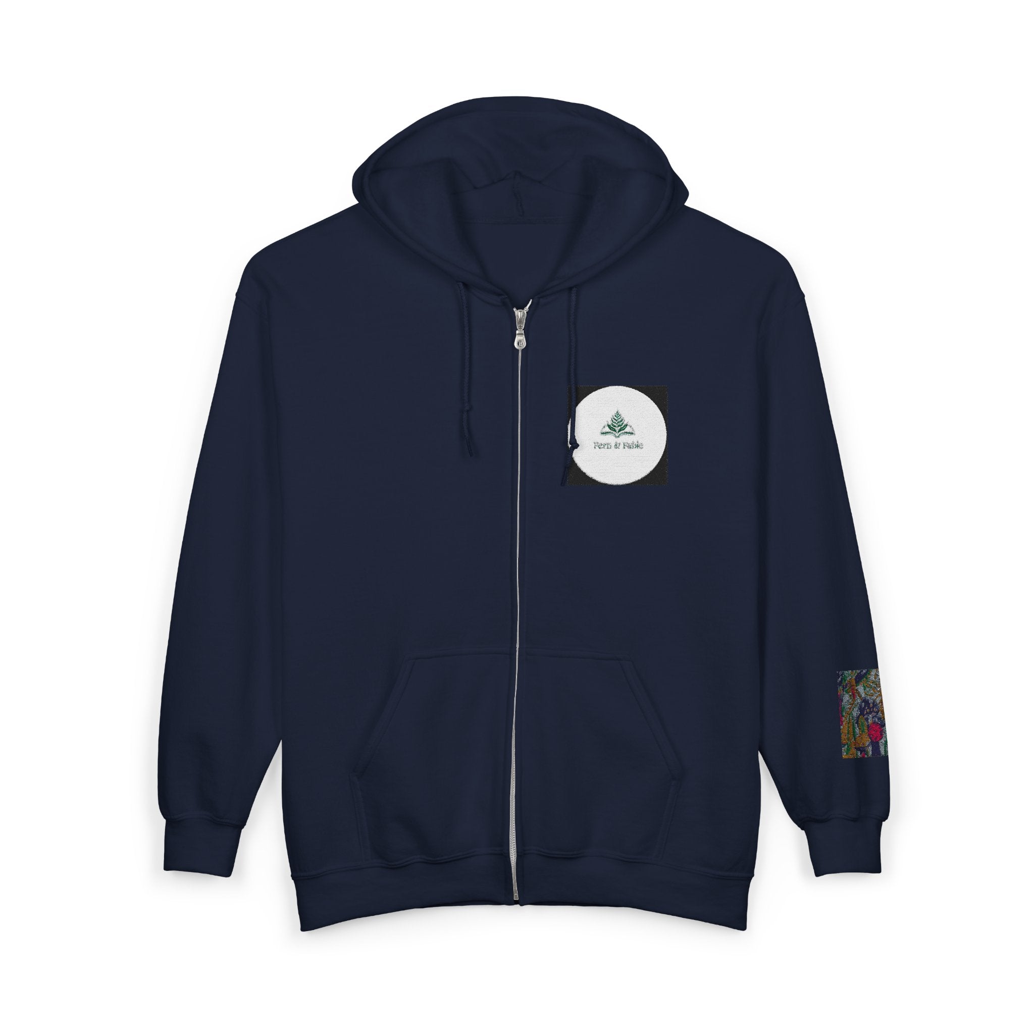 Zip Hoodie with Geometric Mandala Pocket Design
