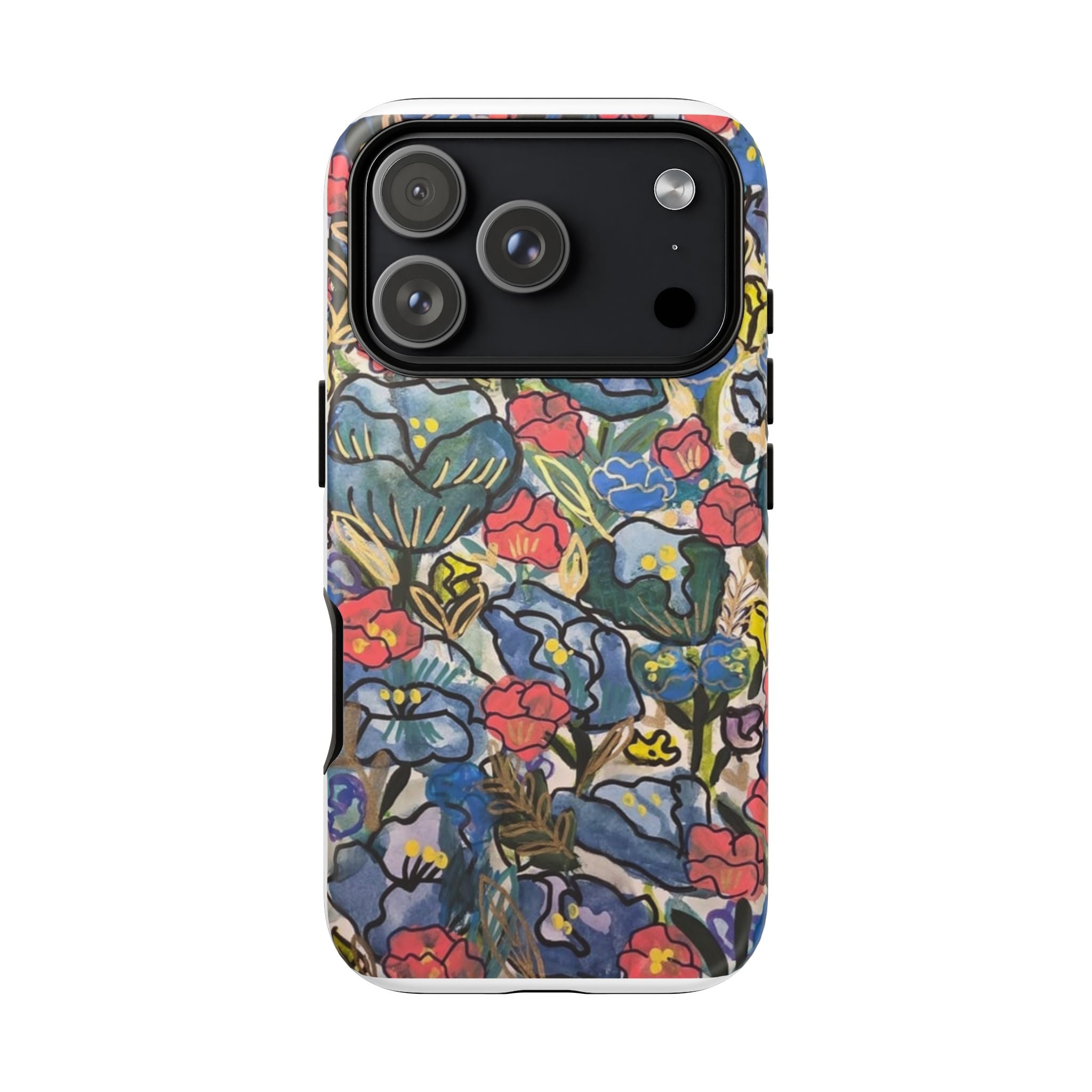 Floral Mosaic Tough Phone Case — Colorful Wildflower Protective iPhone Cover