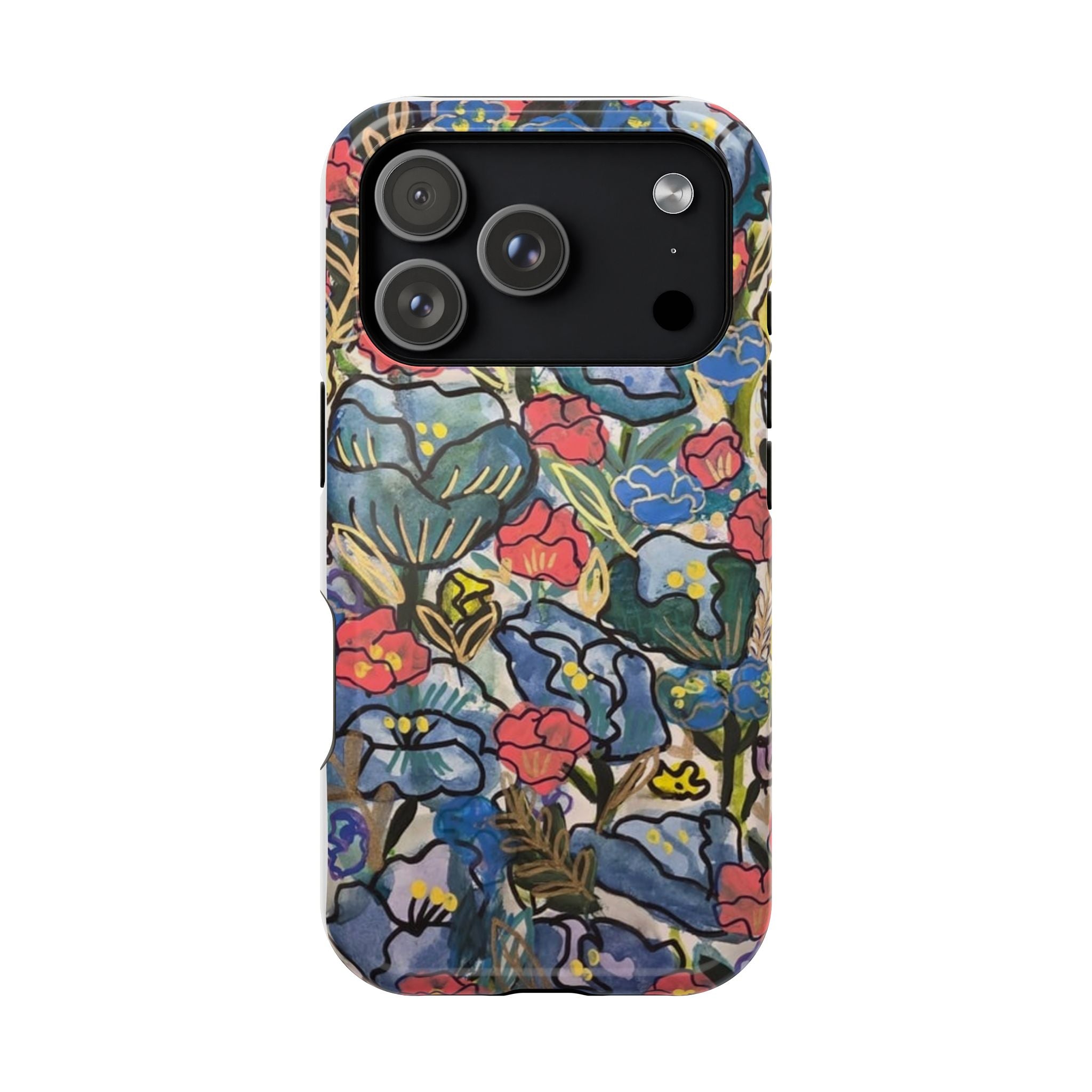 Floral Pattern Impact-Resistant Phone Case – Colorful Vintage Flowers