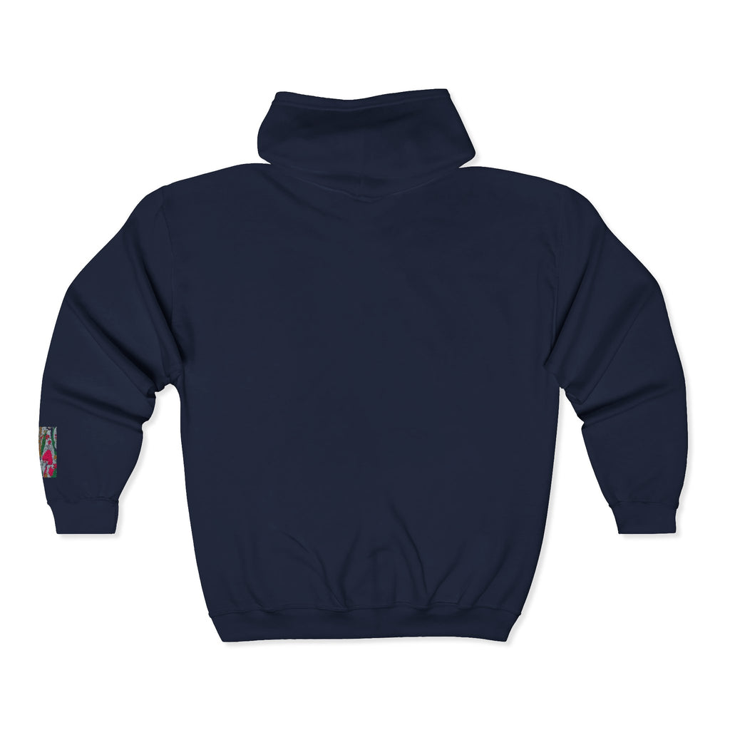 Zip Hoodie with Geometric Mandala Pocket Design