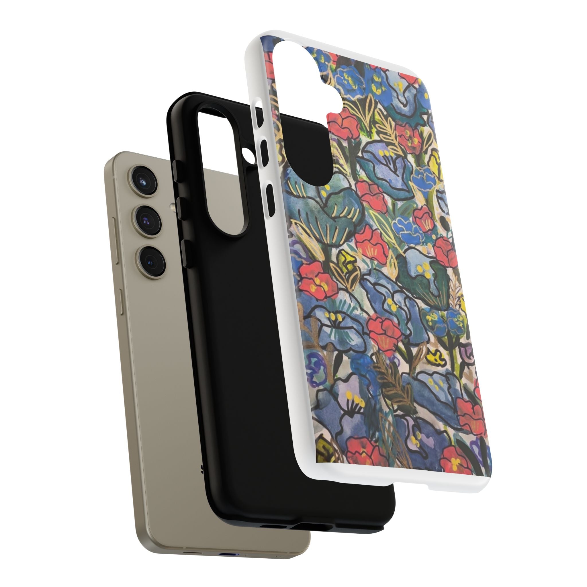 Floral Mosaic Tough Phone Case — Colorful Wildflower Protective iPhone Cover