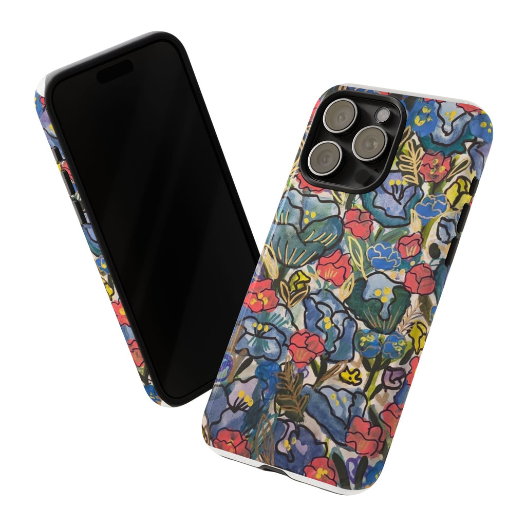 Floral Mosaic Tough Phone Case — Colorful Wildflower Protective iPhone Cover