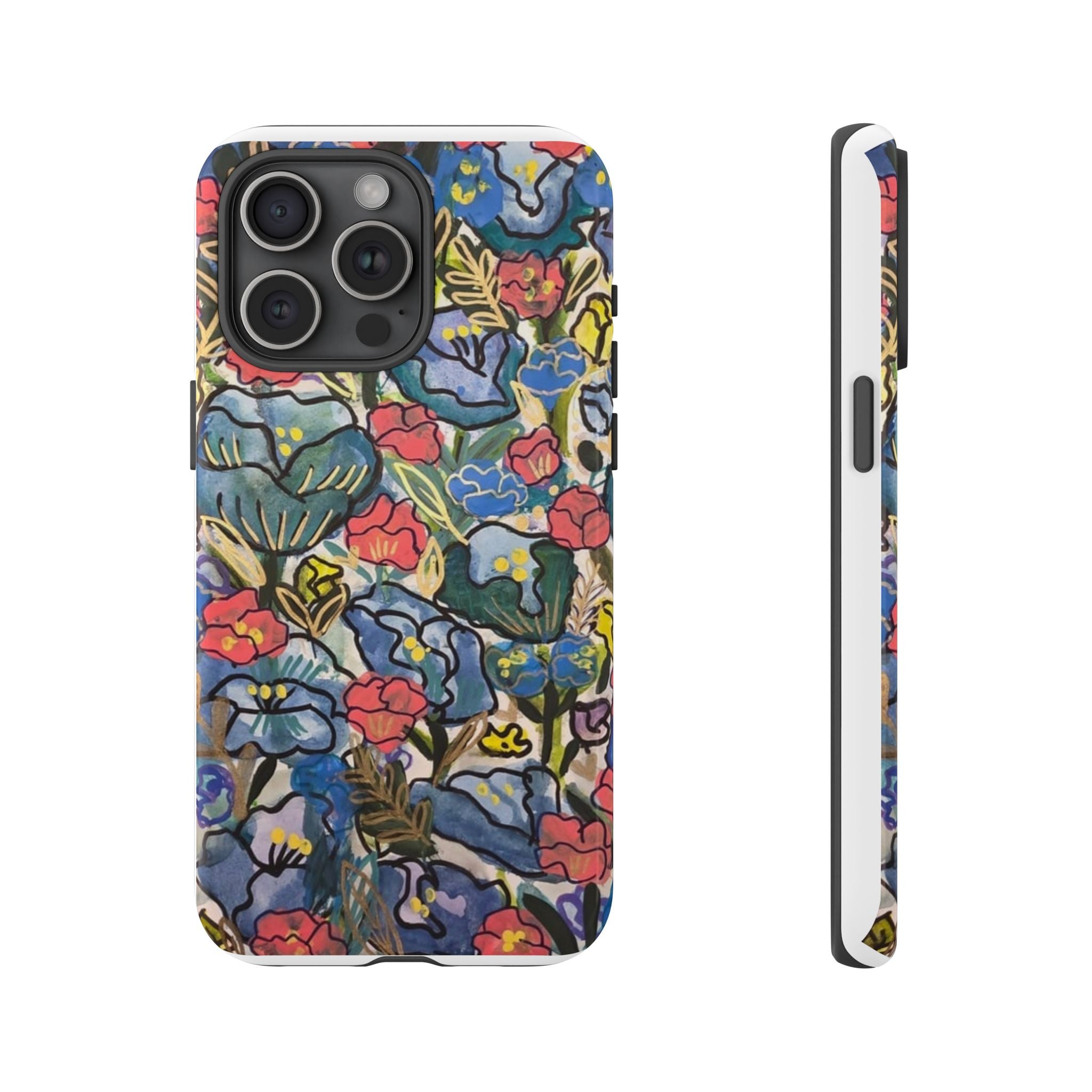 Floral Mosaic Tough Phone Case — Colorful Wildflower Protective iPhone Cover