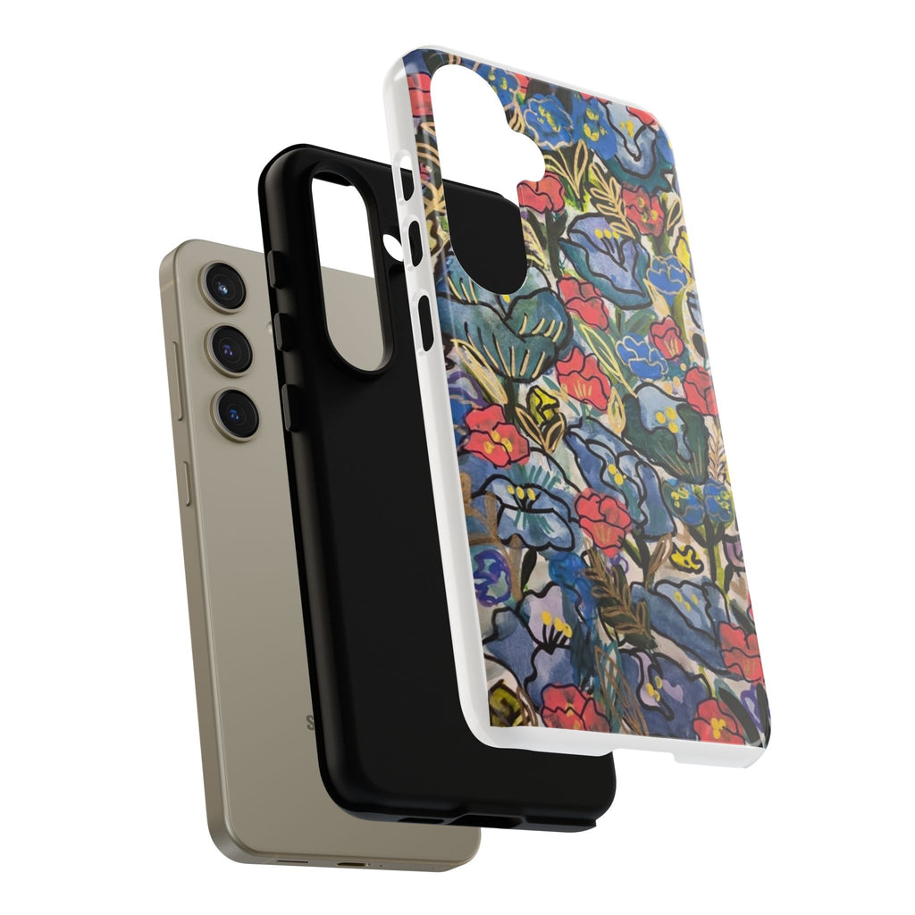 Floral Mosaic Tough Phone Case — Colorful Wildflower Protective iPhone Cover