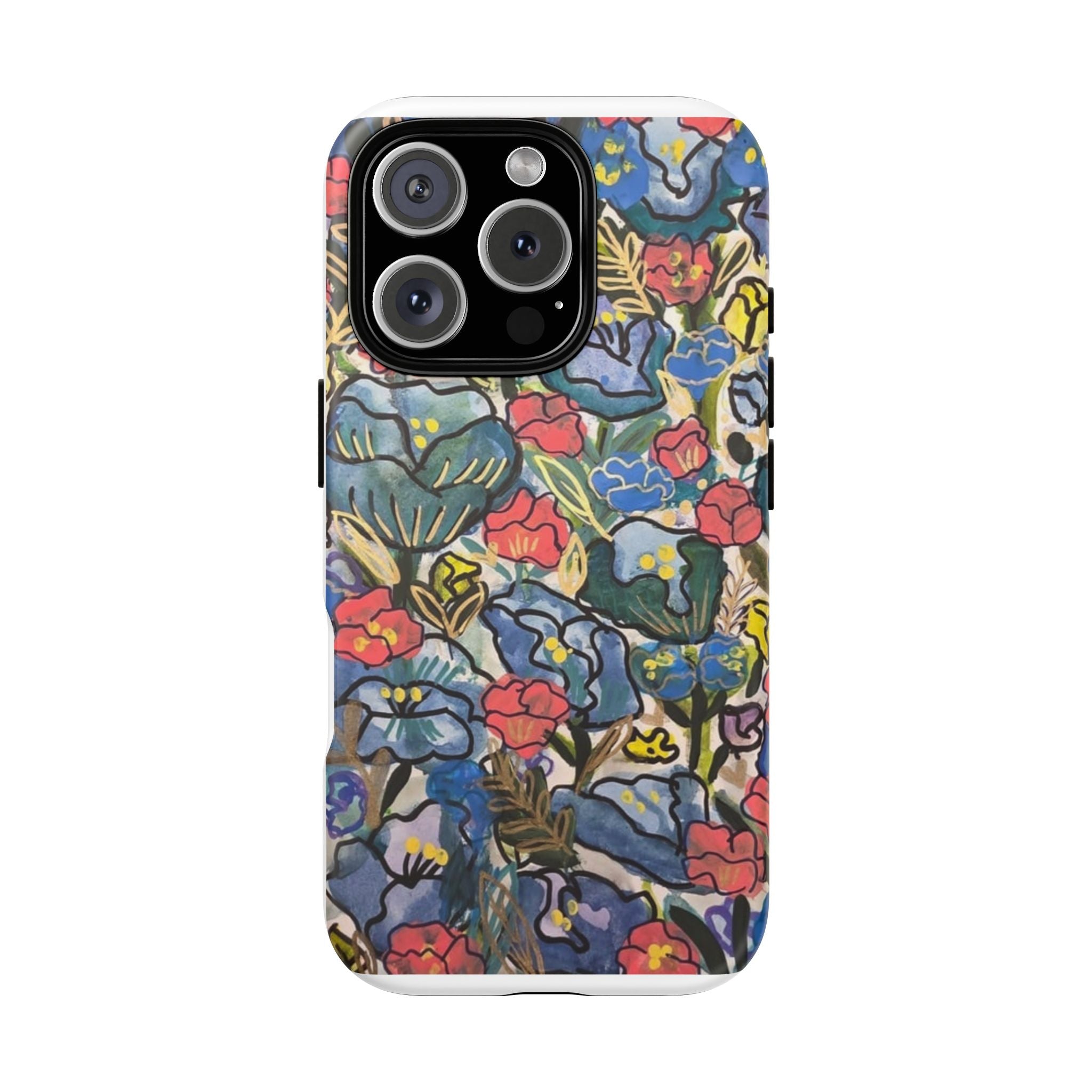 Floral Mosaic Tough Phone Case — Colorful Wildflower Protective iPhone Cover