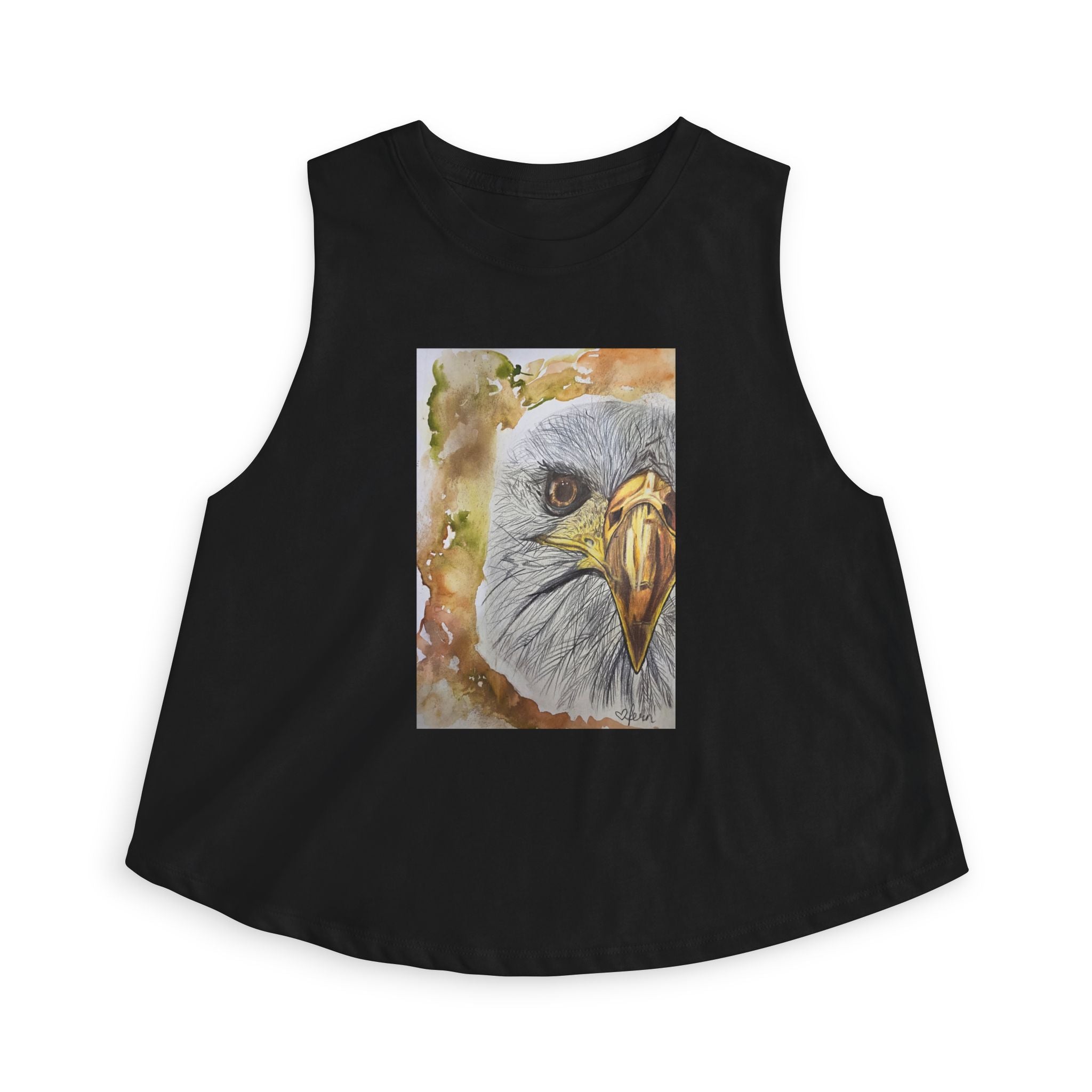 Eagle Portrait Women's Crop Top — Watercolor Bald Eagle Graphic Tank