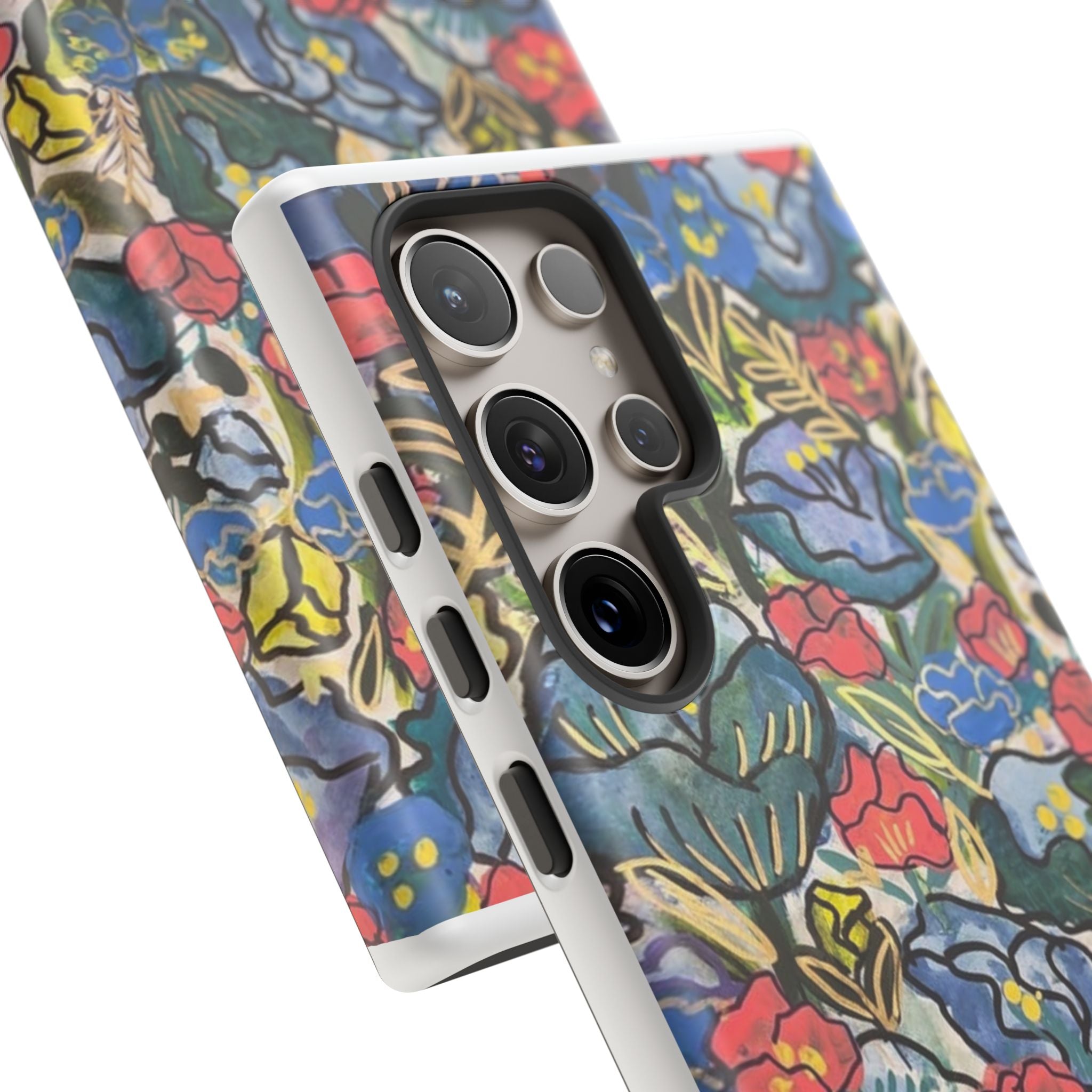 Floral Mosaic Tough Phone Case — Colorful Wildflower Protective iPhone Cover
