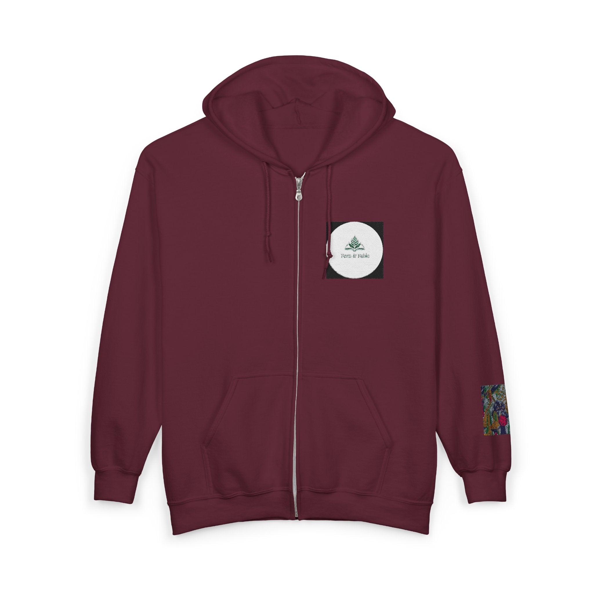 Zip Hoodie with Geometric Mandala Pocket Design