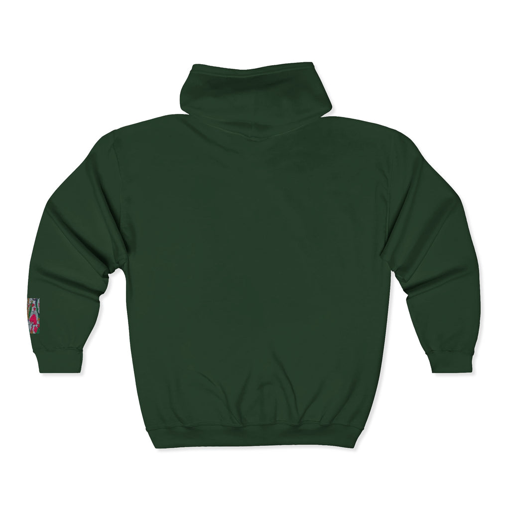 Zip Hoodie with Geometric Mandala Pocket Design