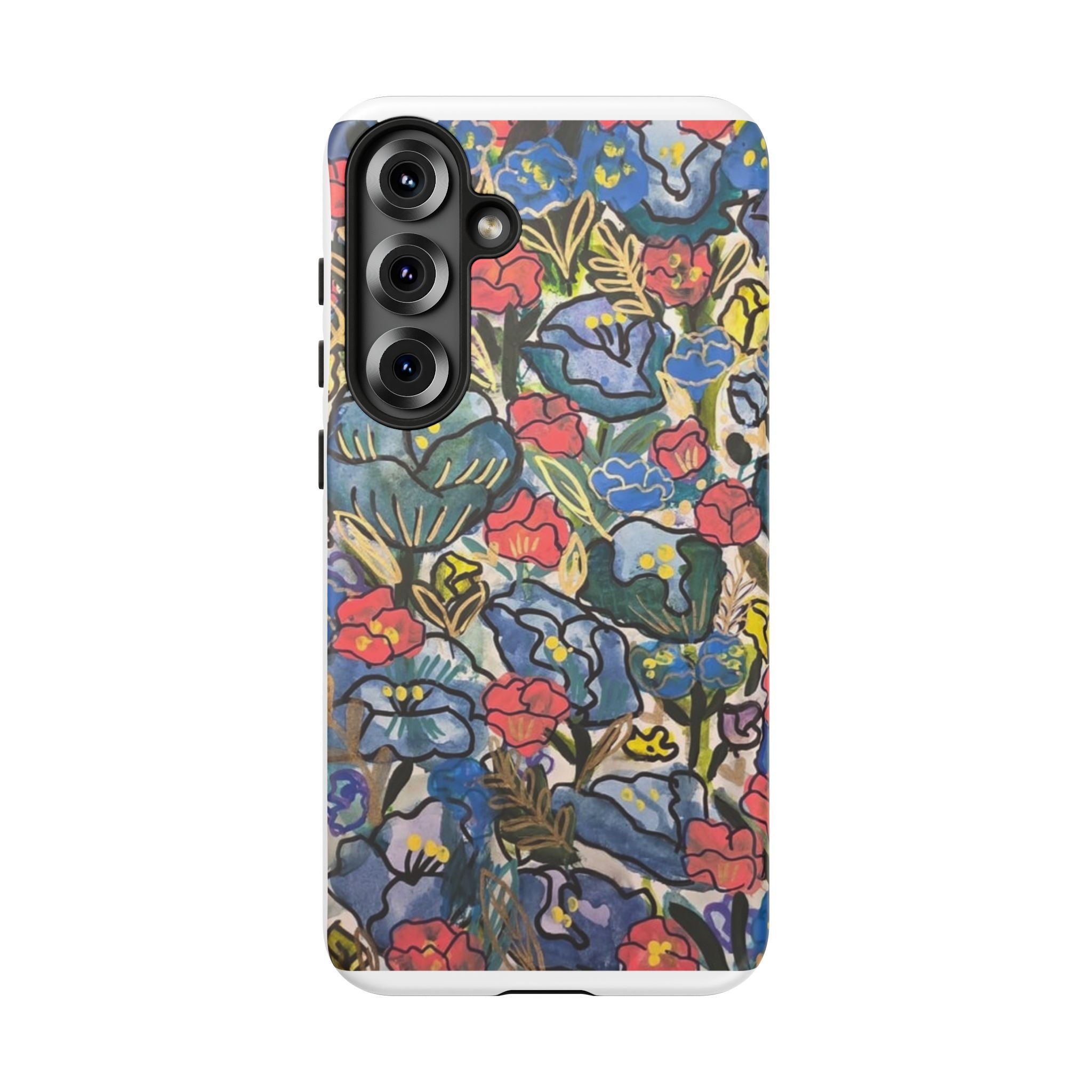 Floral Mosaic Tough Phone Case — Colorful Wildflower Protective iPhone Cover