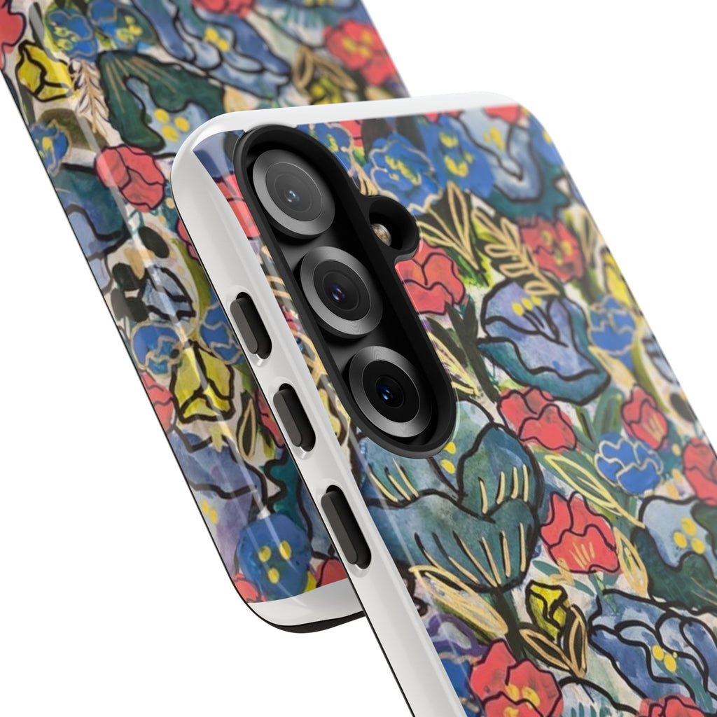 Floral Mosaic Tough Phone Case — Colorful Wildflower Protective iPhone Cover