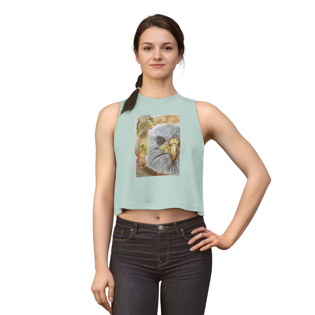 Eagle Portrait Women's Crop Top — Watercolor Bald Eagle Graphic Tank