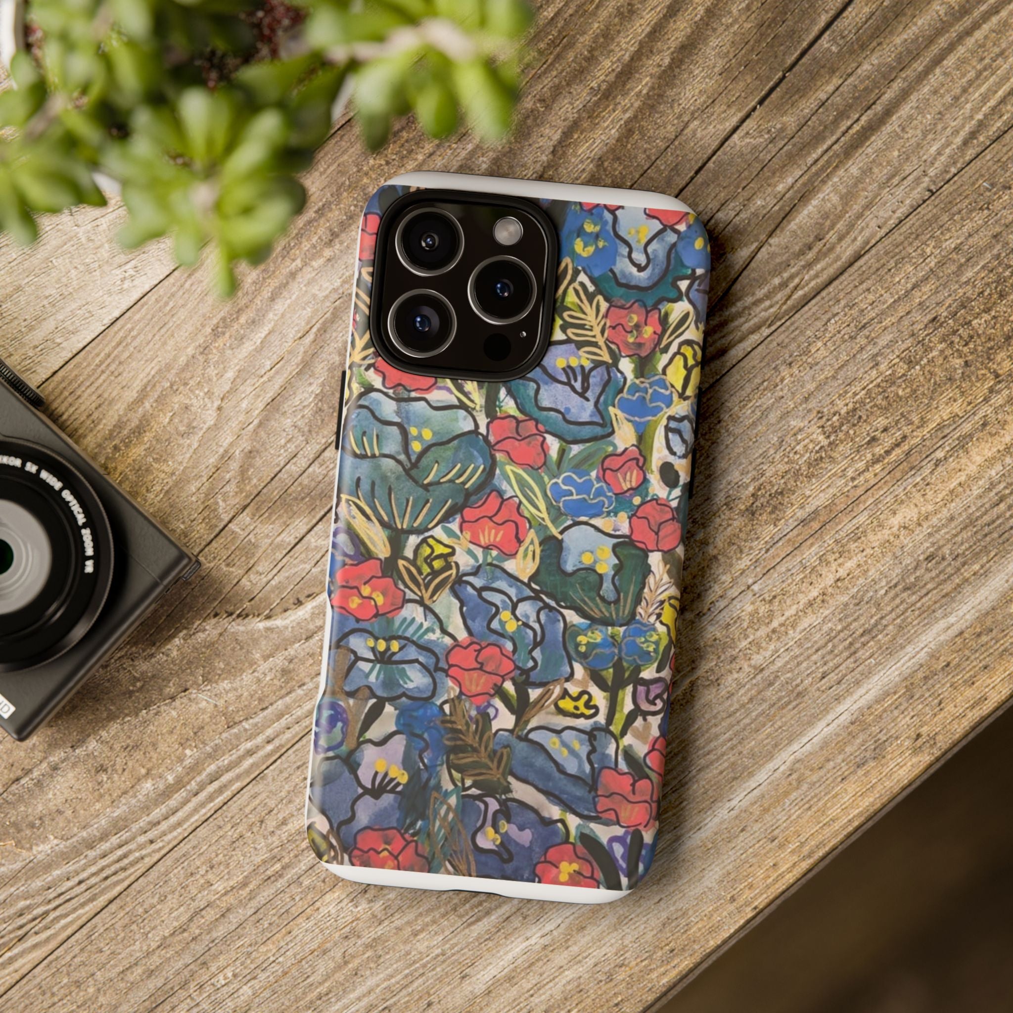 Floral Mosaic Tough Phone Case — Colorful Wildflower Protective iPhone Cover