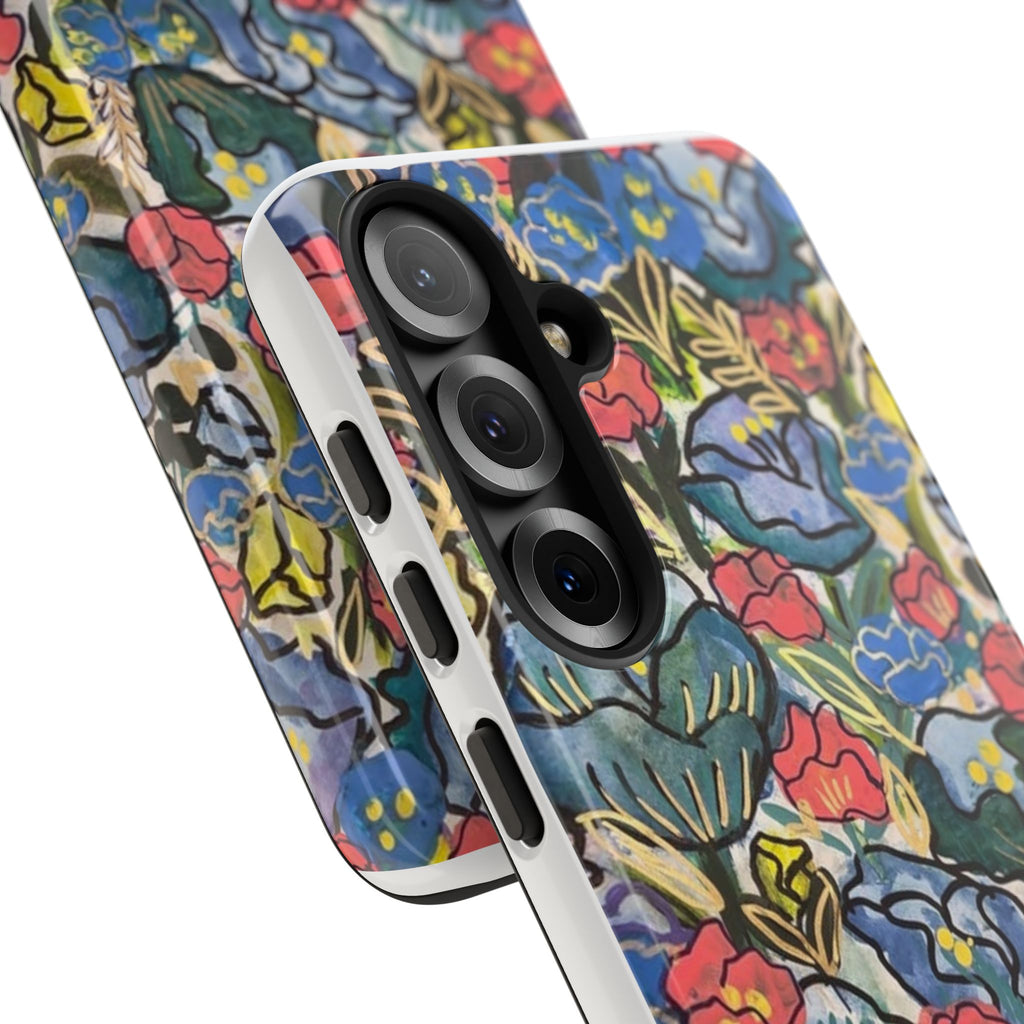 Floral Mosaic Tough Phone Case — Colorful Wildflower Protective iPhone Cover