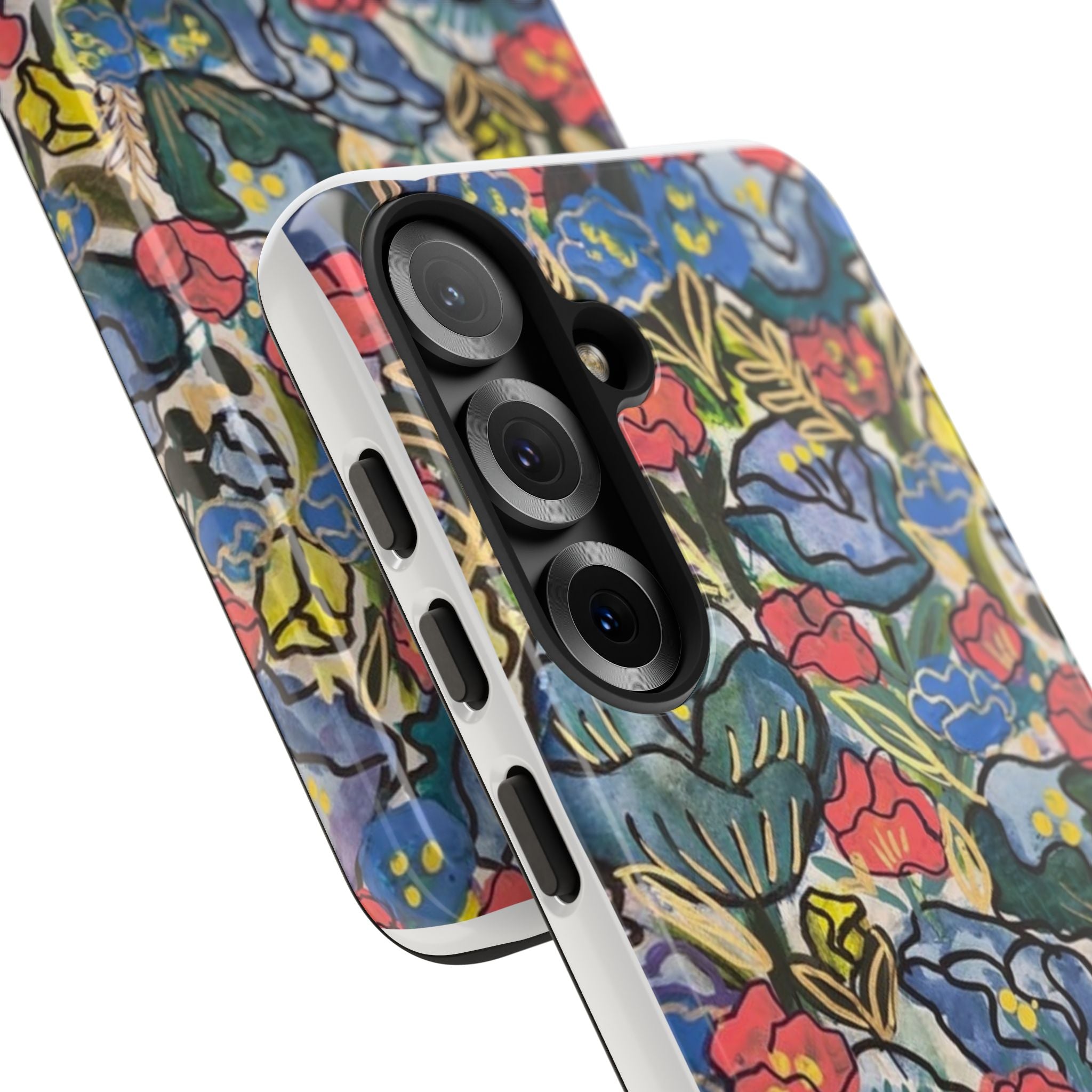 Floral Mosaic Tough Phone Case — Colorful Wildflower Protective iPhone Cover