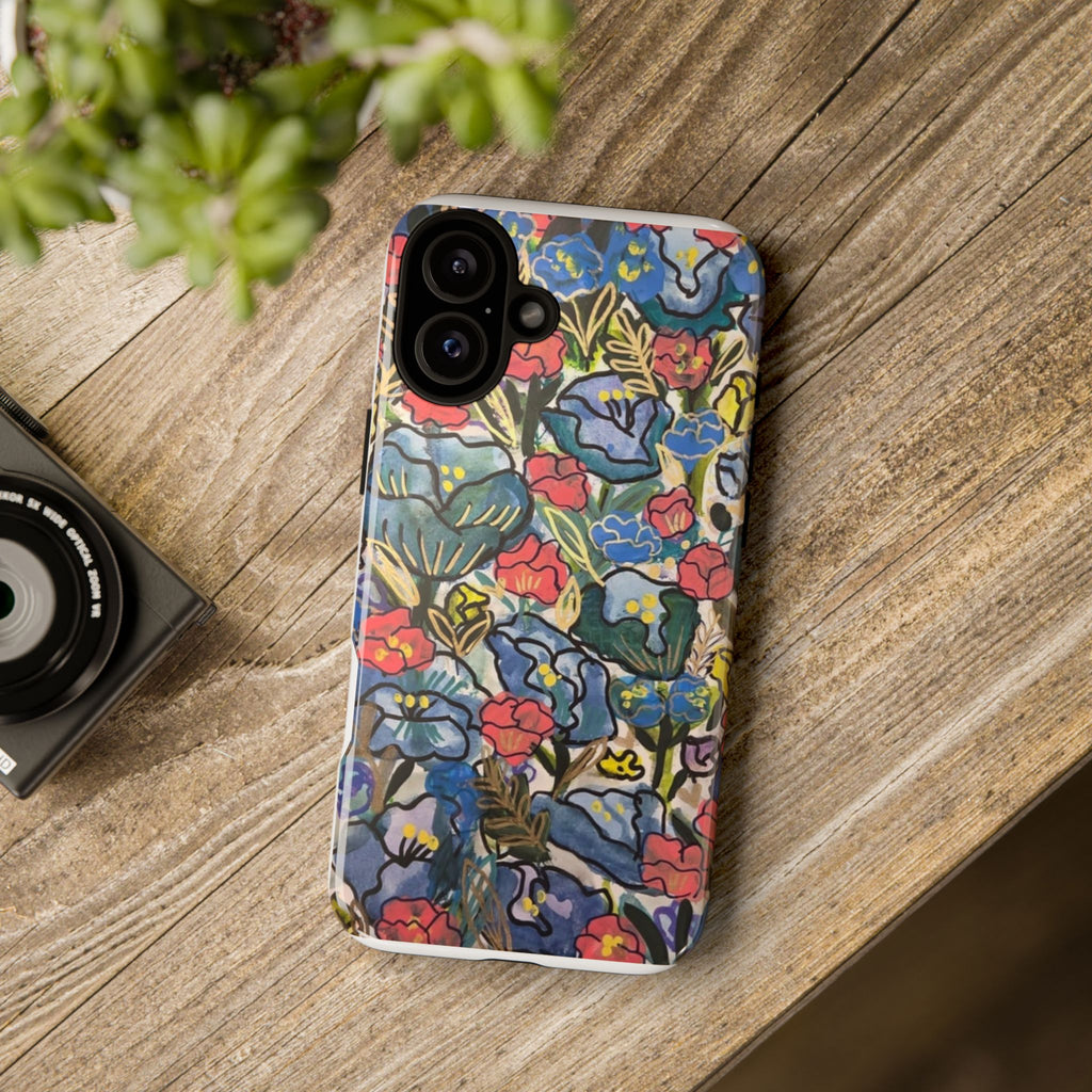 Floral Mosaic Tough Phone Case — Colorful Wildflower Protective iPhone Cover