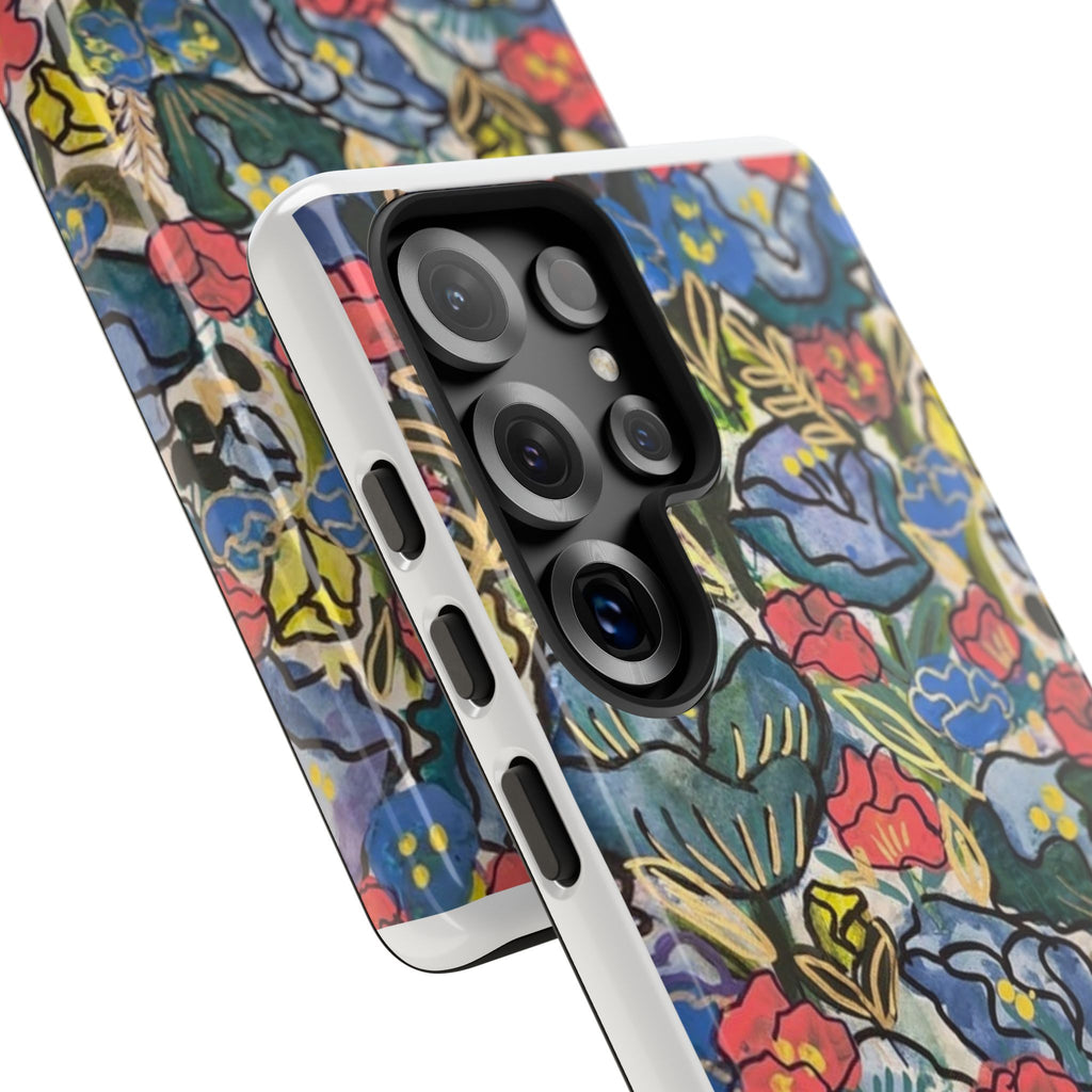 Floral Mosaic Tough Phone Case — Colorful Wildflower Protective iPhone Cover