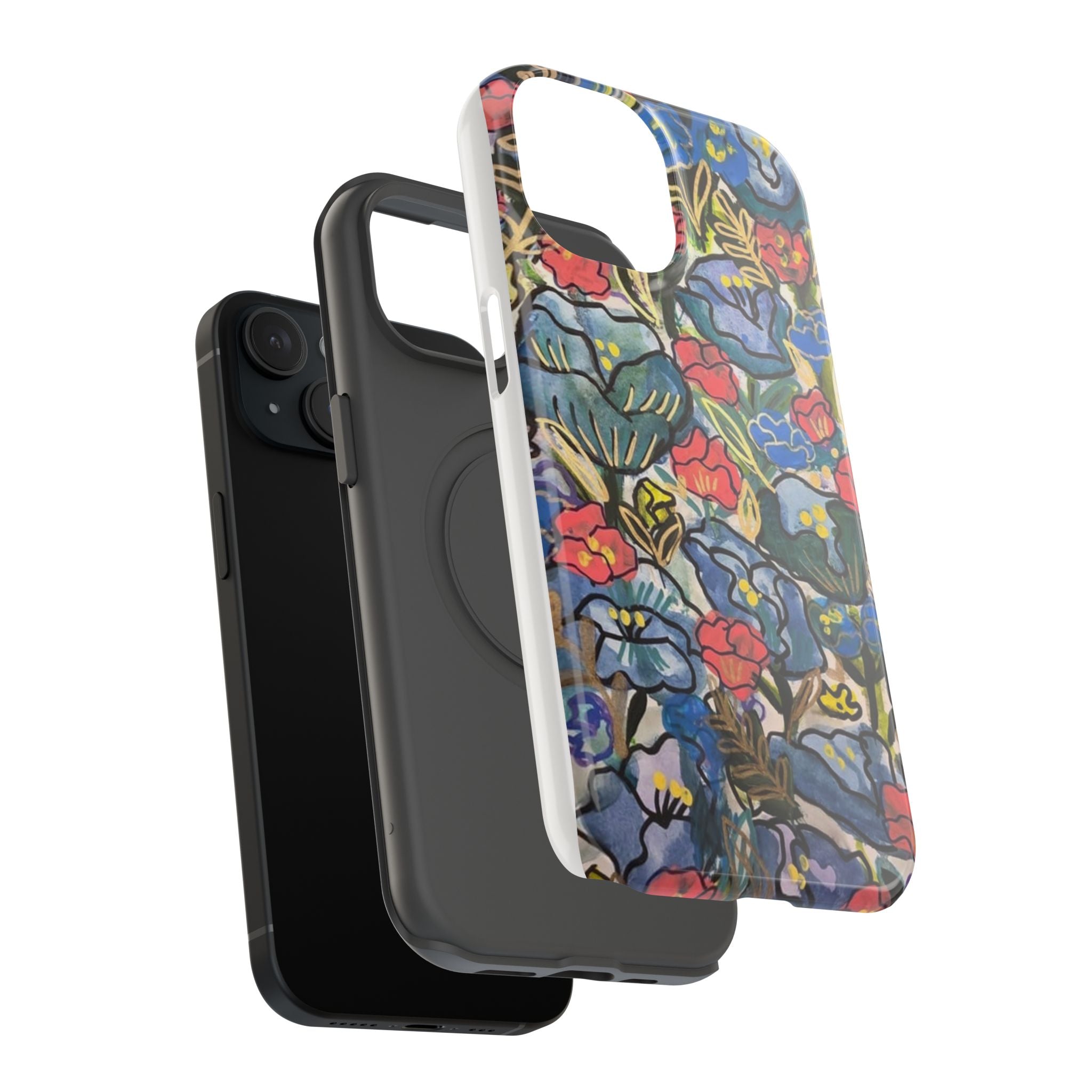Floral Pattern Impact-Resistant Phone Case – Colorful Vintage Flowers